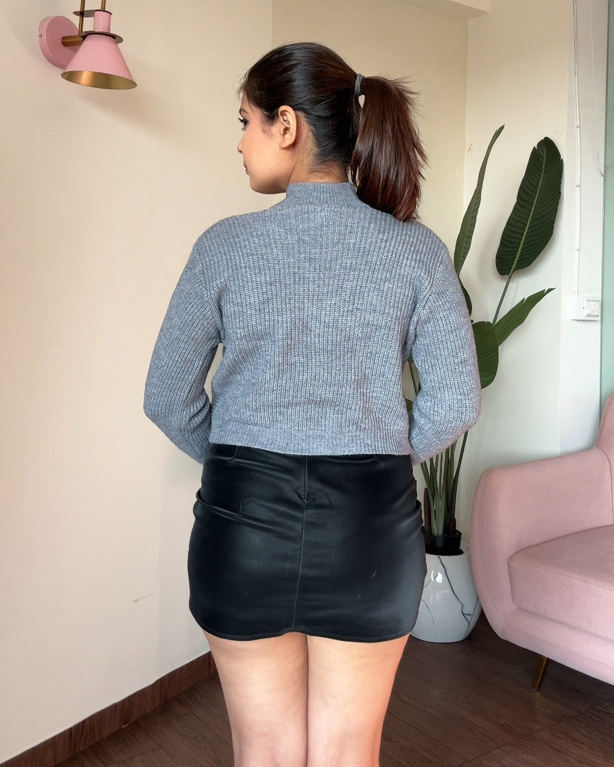 2 Piece Twisted Sweater With High Neck Cami Top