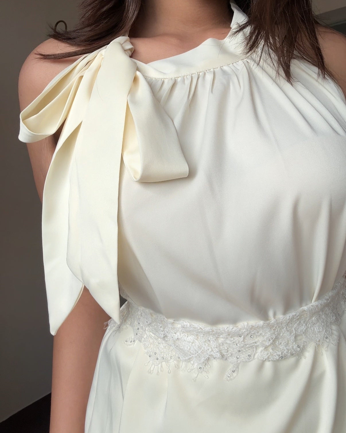 3 Piece Satin Bow Set With Belt