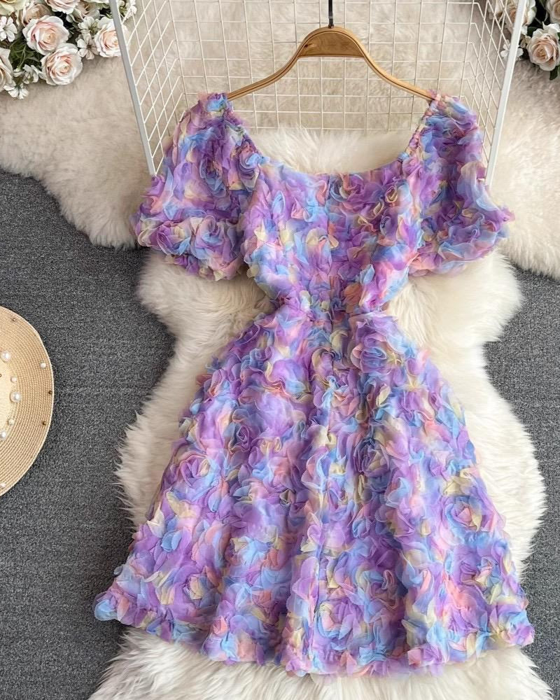 3d Floral Multicolour Premium Mini Dress