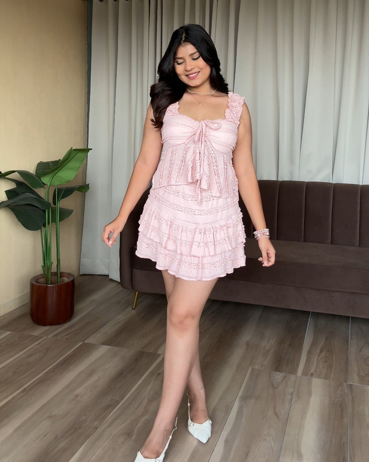 Baby Pink Ruffle Summer Co-ord Set