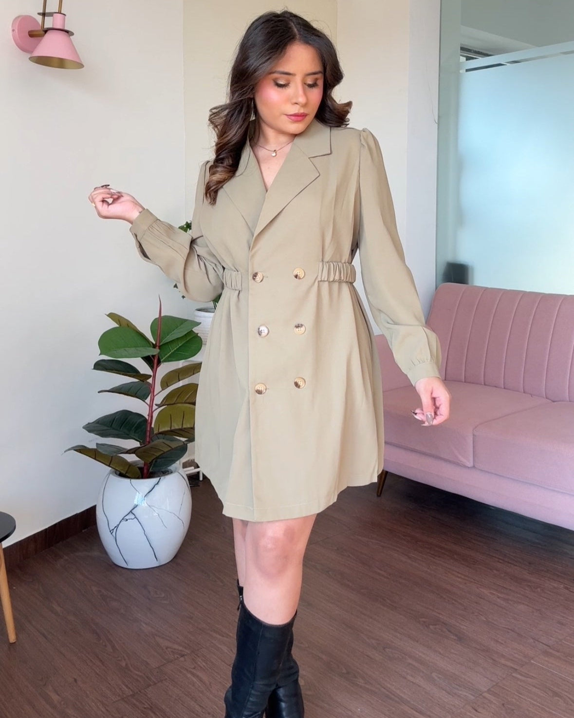 Back Button Up Blazer Dress