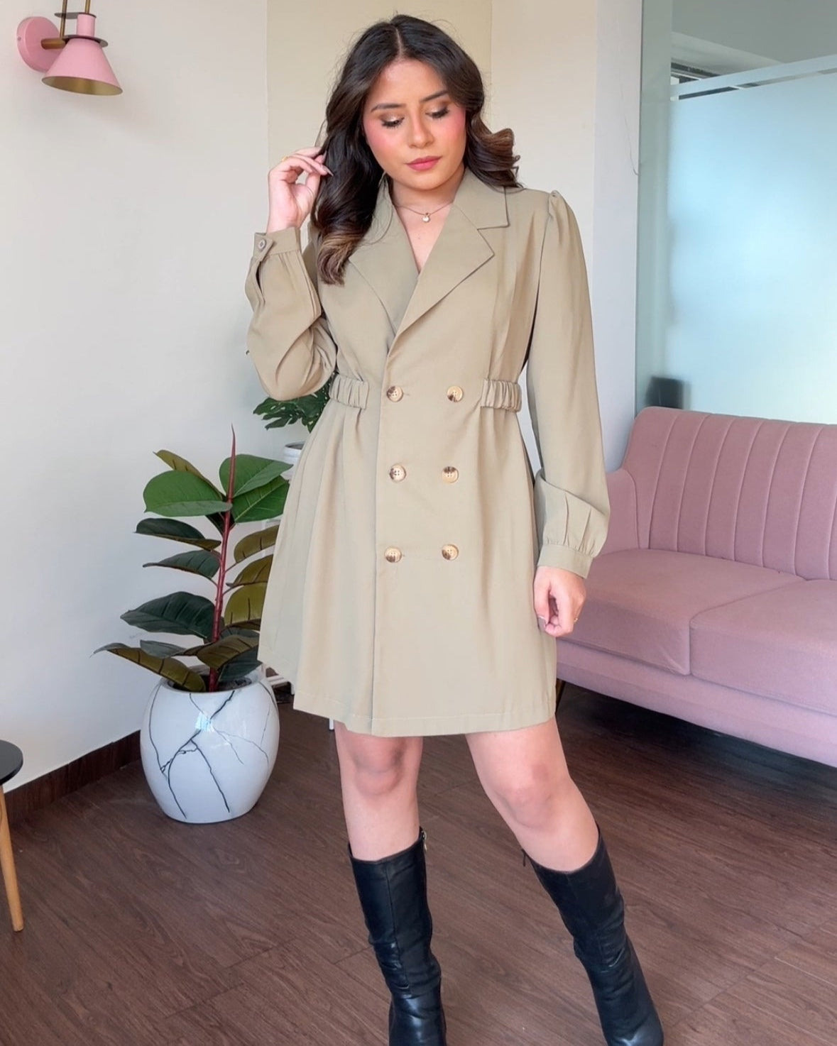 Back Button Up Blazer Dress