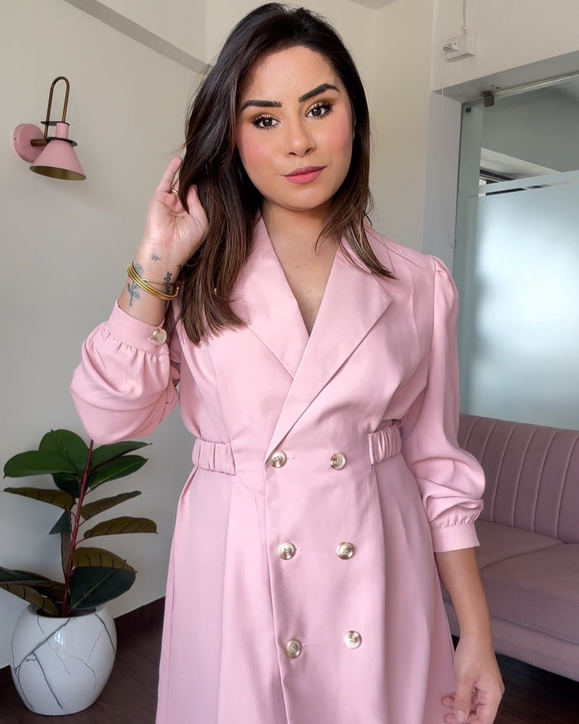 Back Button Up Blazer Dress