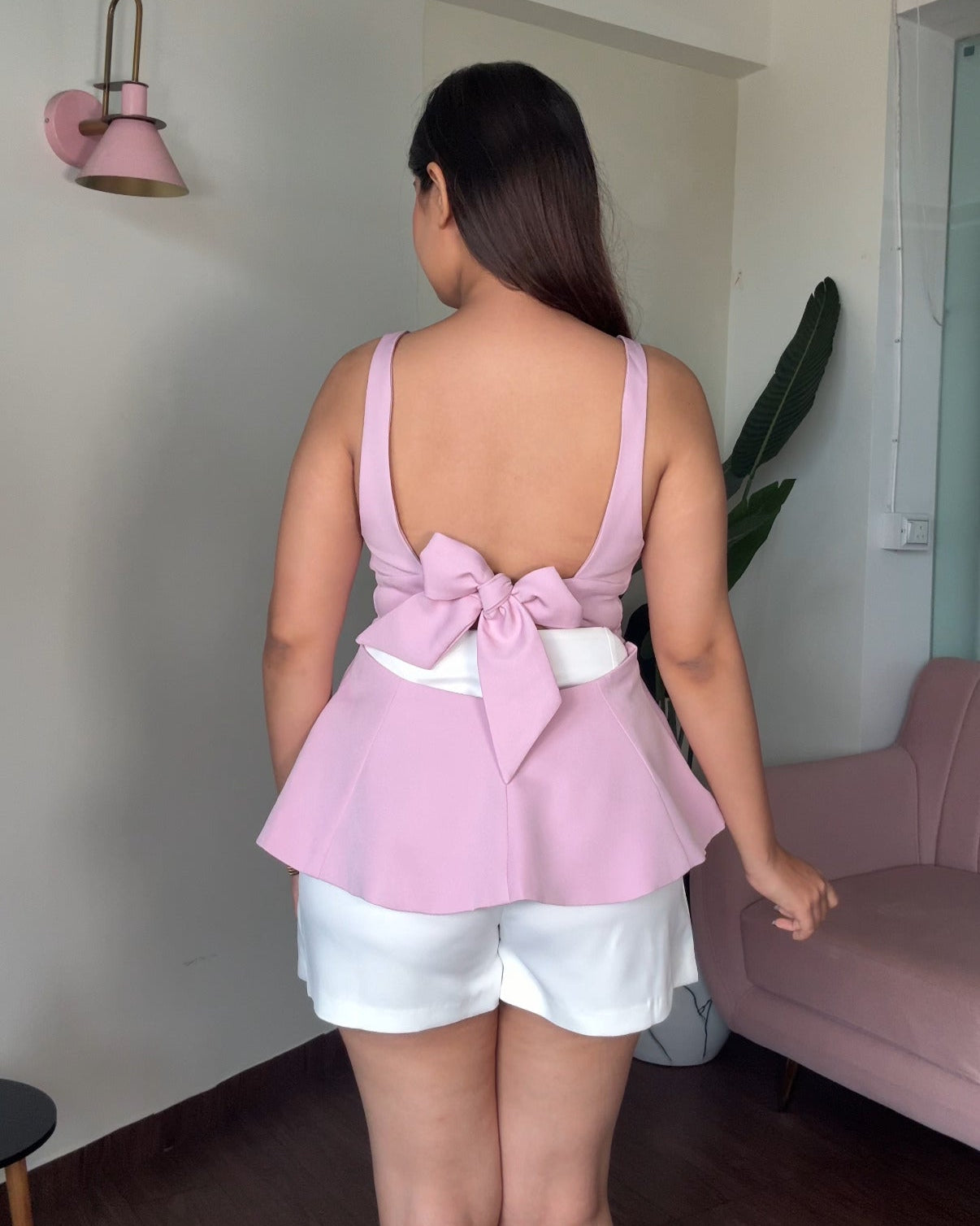 Back Tie Up Peplum Vest