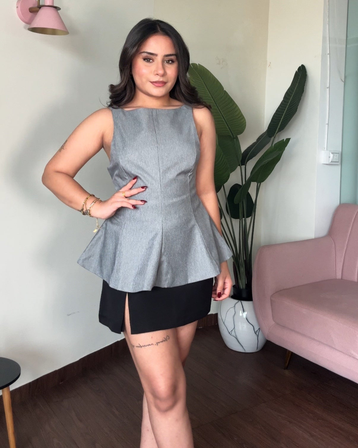 Back Tie Up Peplum Vest