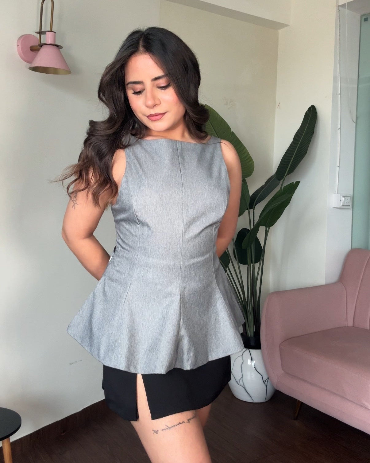Back Tie Up Peplum Vest