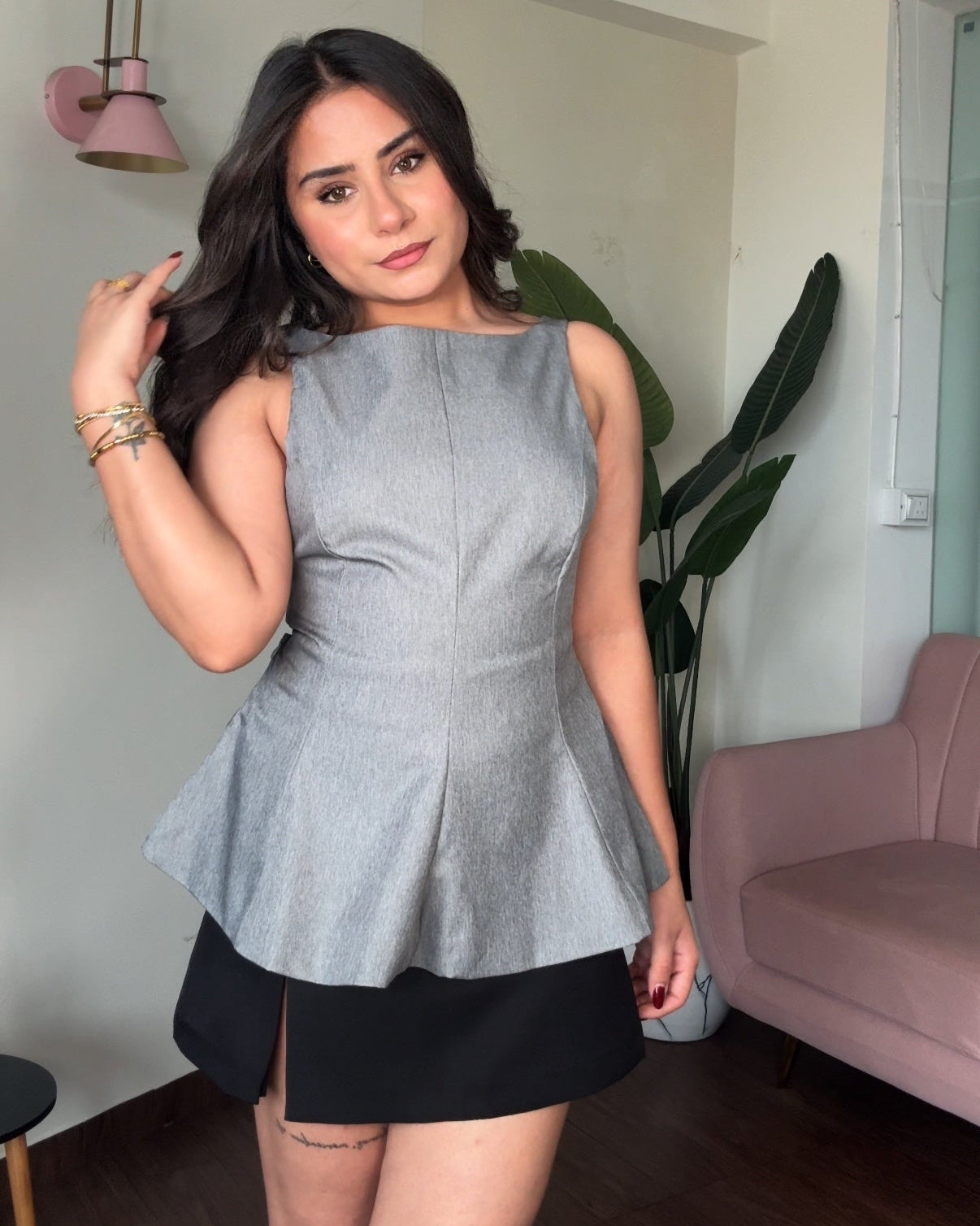Back Tie Up Peplum Vest