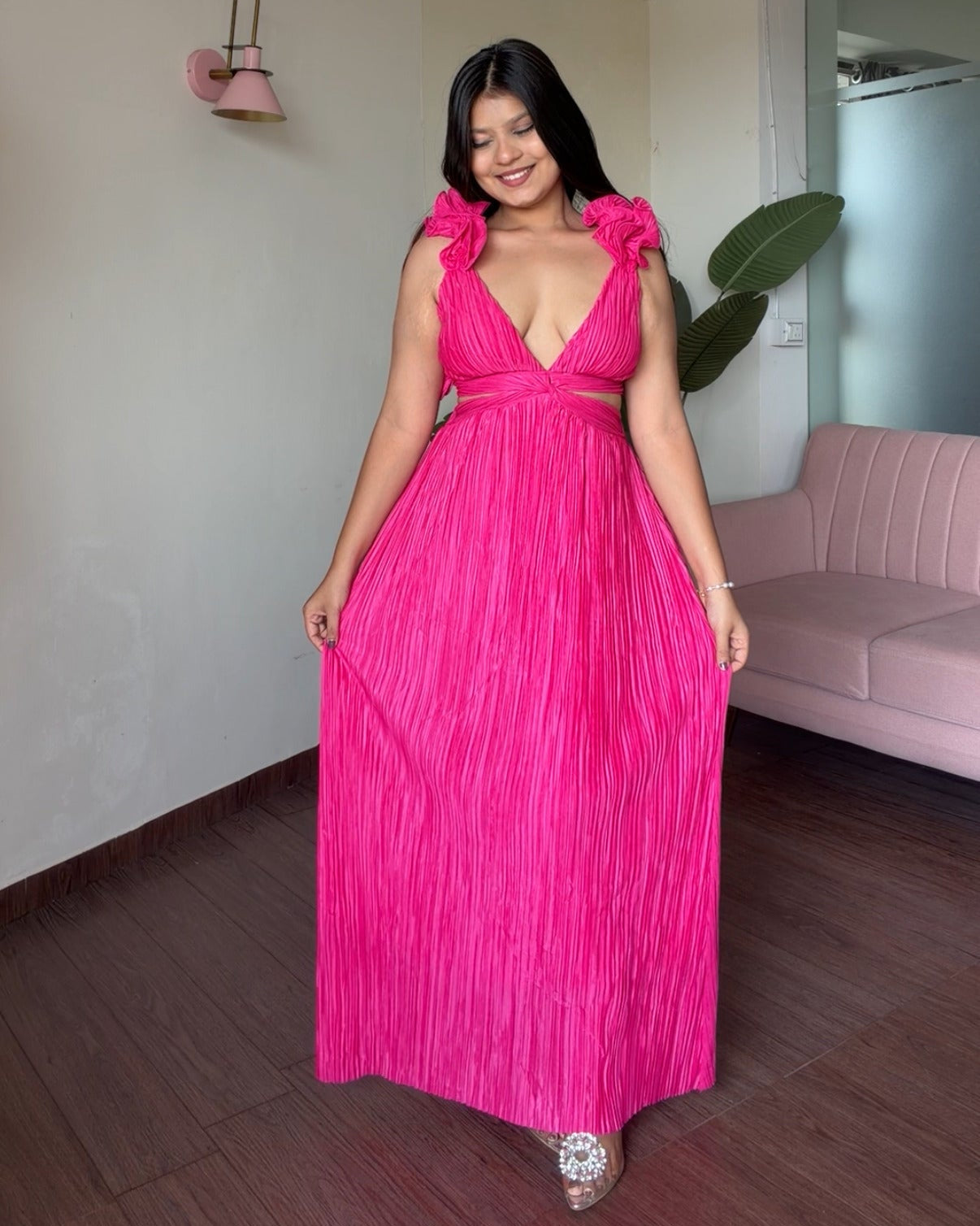 Backless Pleated Maxi Summer Dress