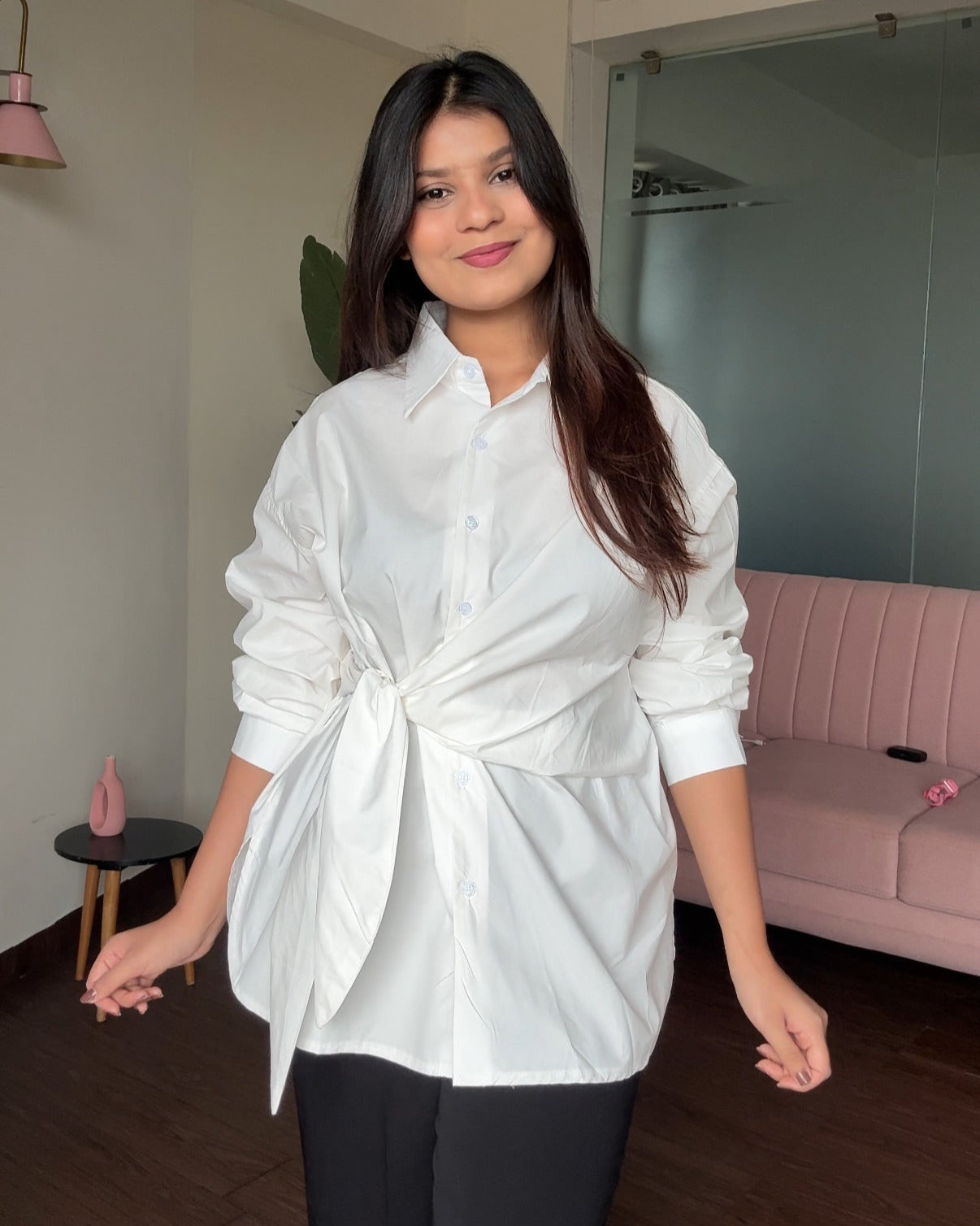 Baggy Wrap Up Cotton Shirt