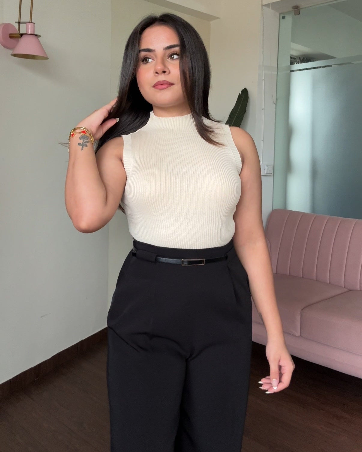 Basic High Neck Ribbed Bodycon Top