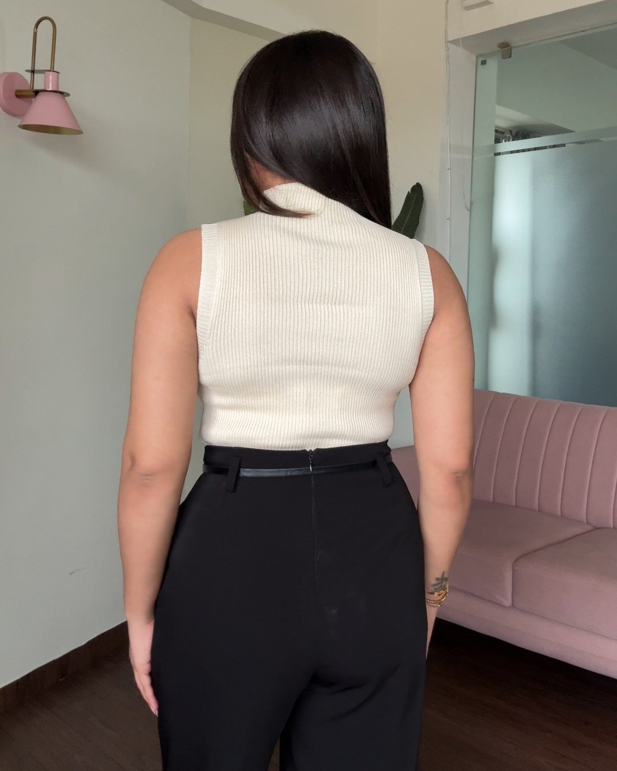 Basic High Neck Ribbed Bodycon Top
