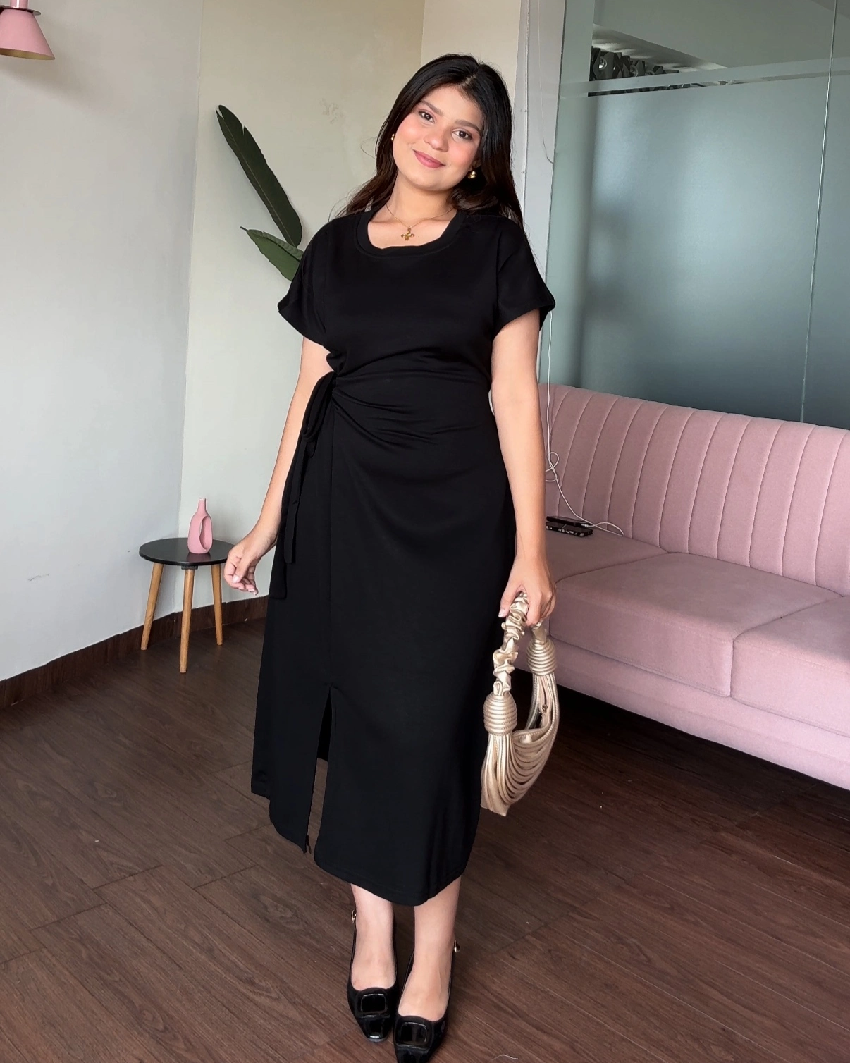 Basic Tie Up T-shirt Dress