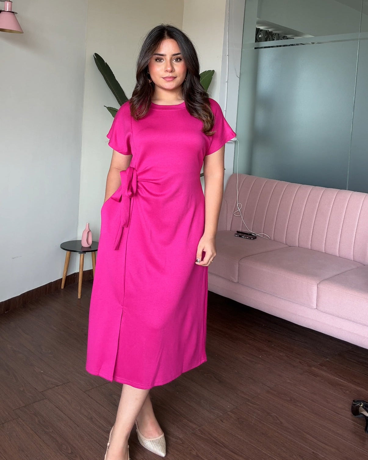 Basic Tie Up T-shirt Dress