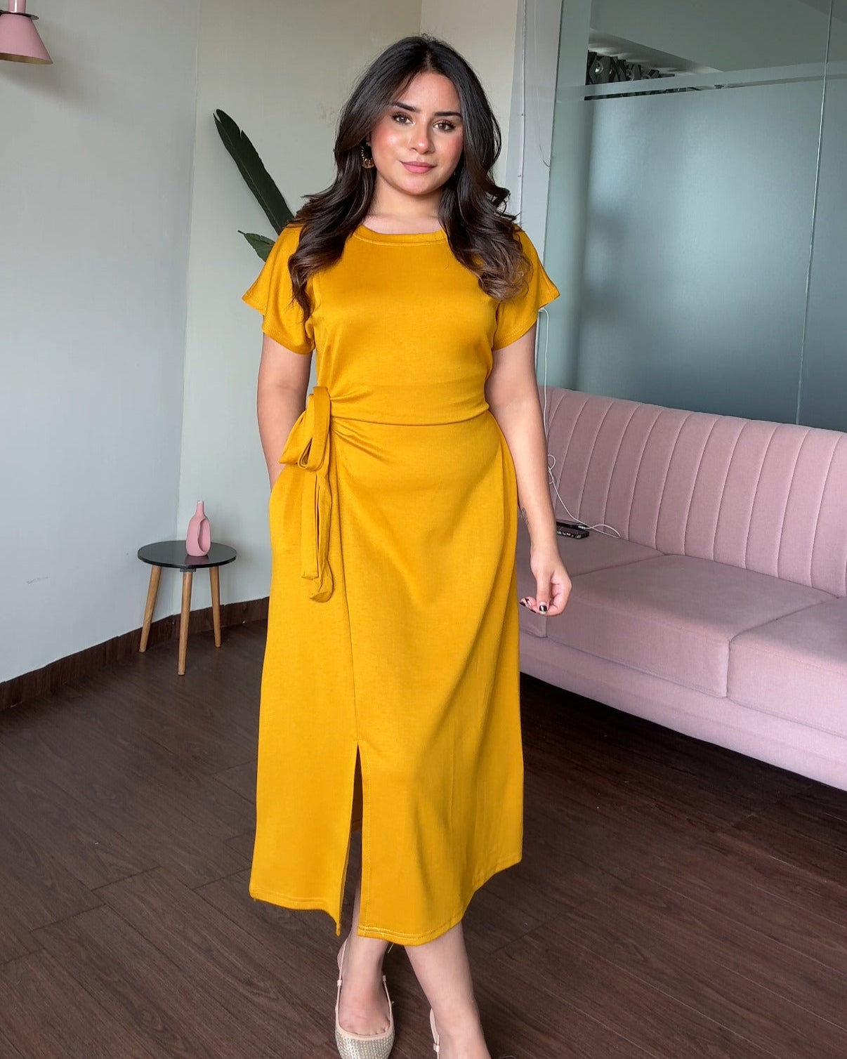 Basic Tie Up T-shirt Dress