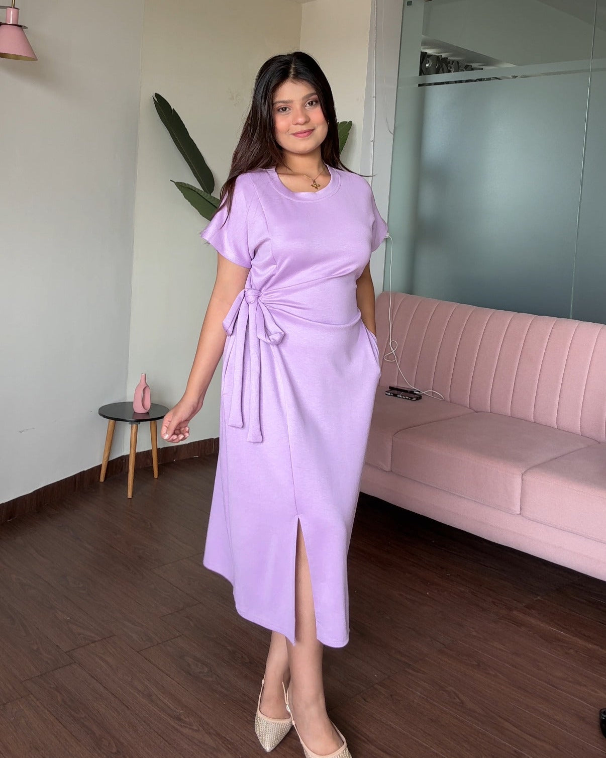 Basic Tie Up T-shirt Dress