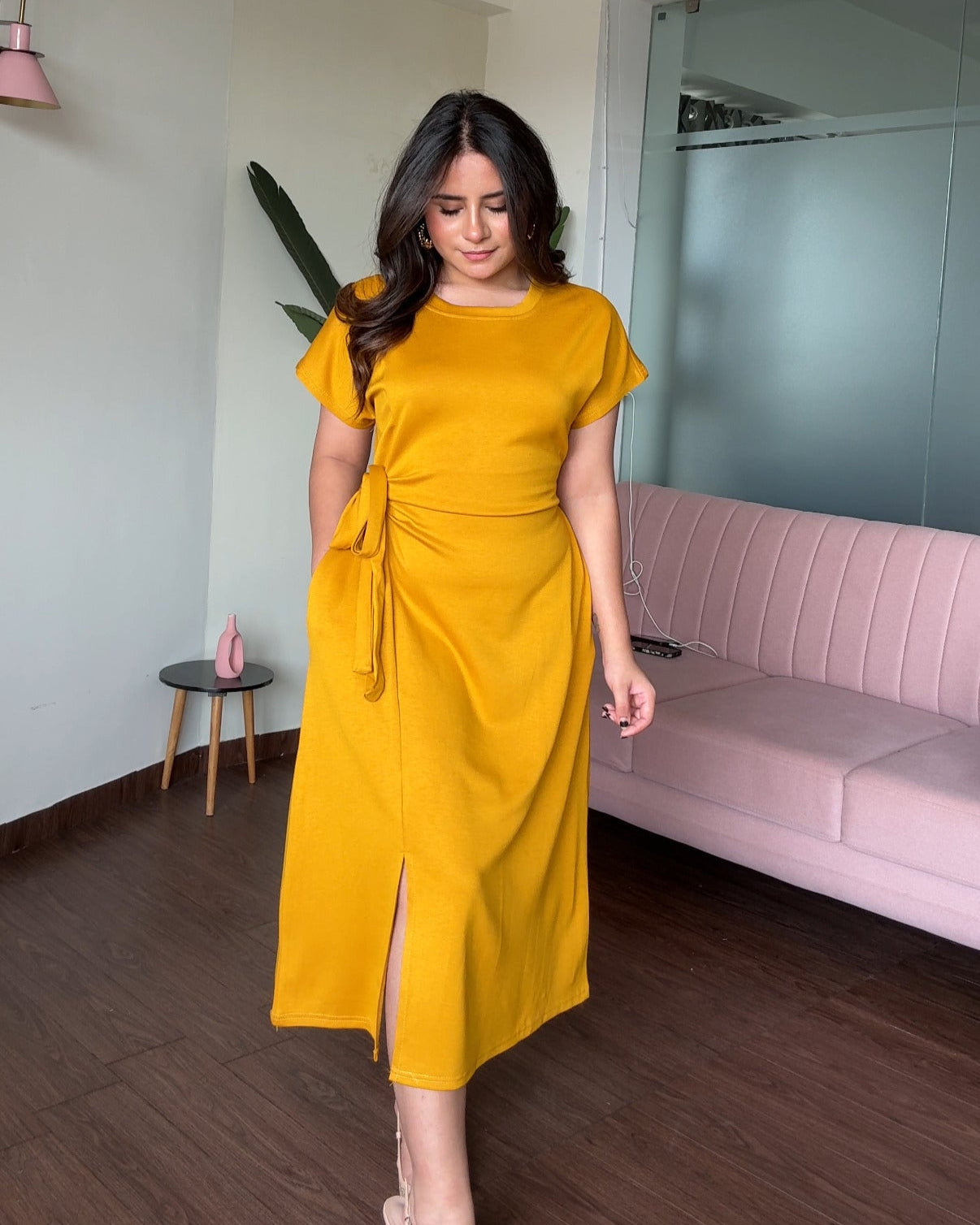 Basic Tie Up T-shirt Dress