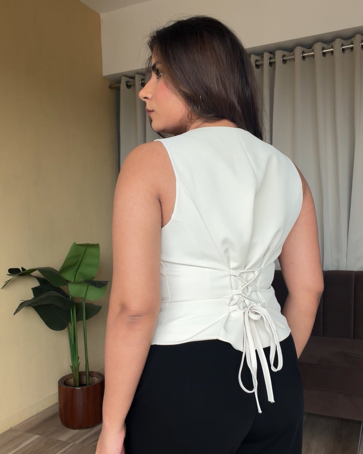 Basic Vest Top With Back Tie Up