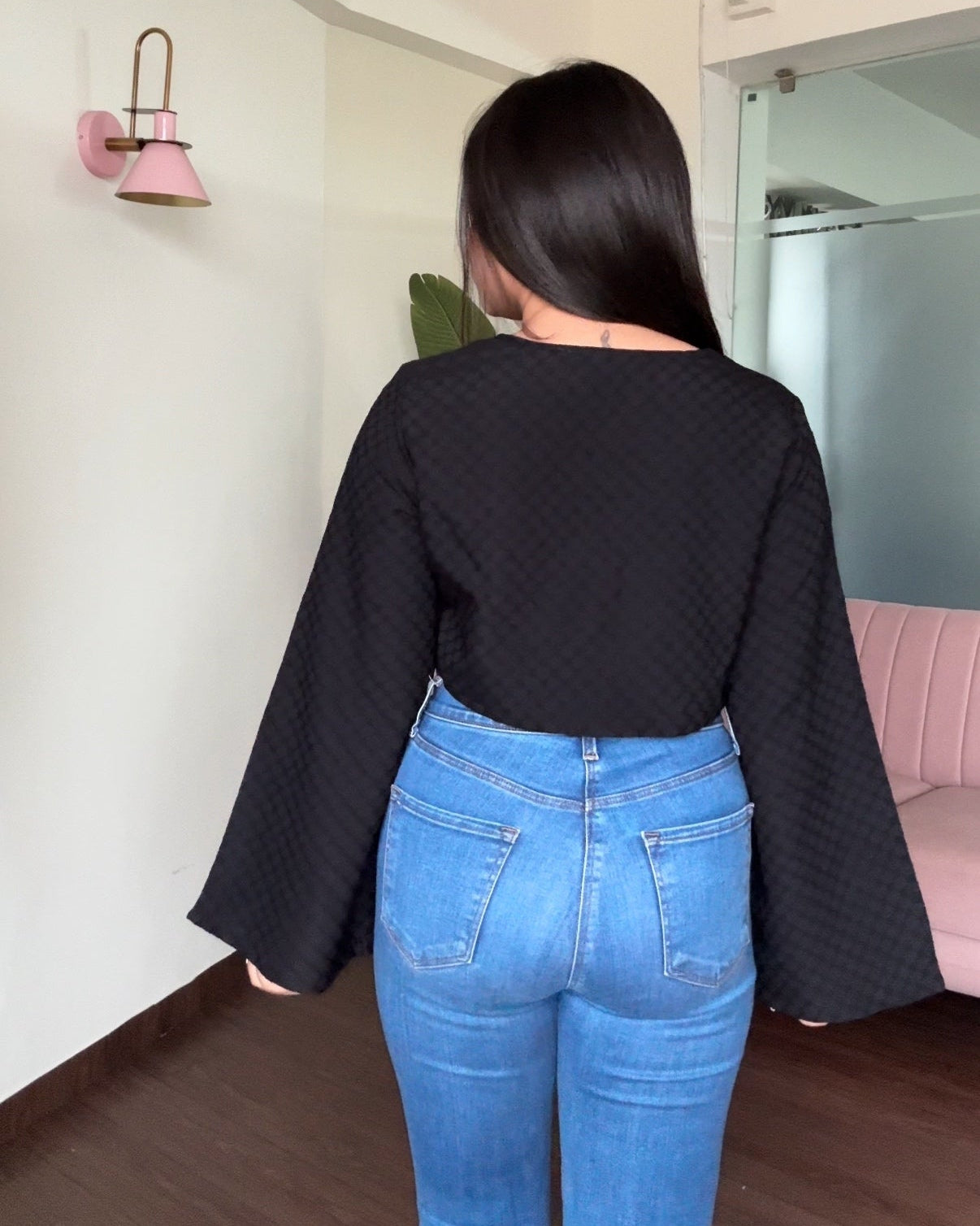 Bell Sleeve Tie Up Detailing Crop Top