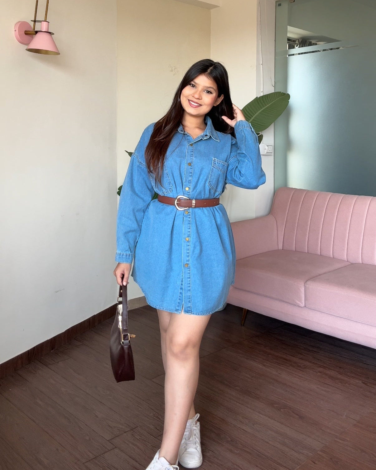 Belted Denim Shirt Dress