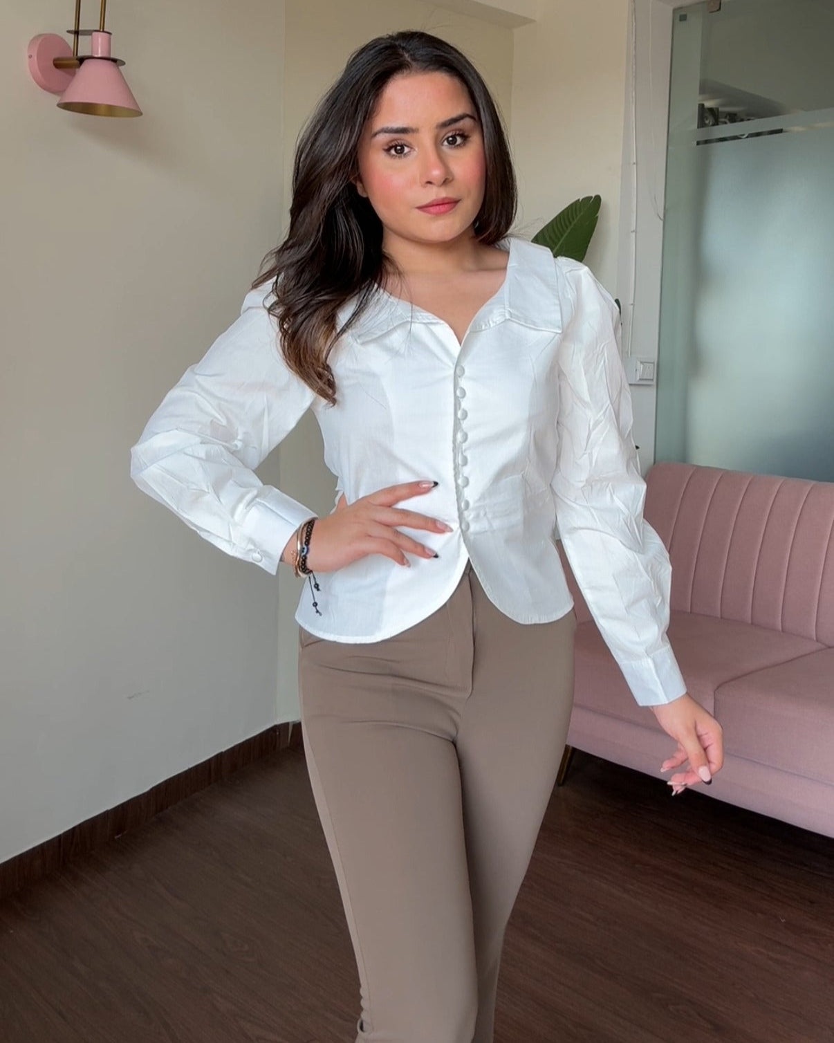 Boat Neck Button Up Shirt