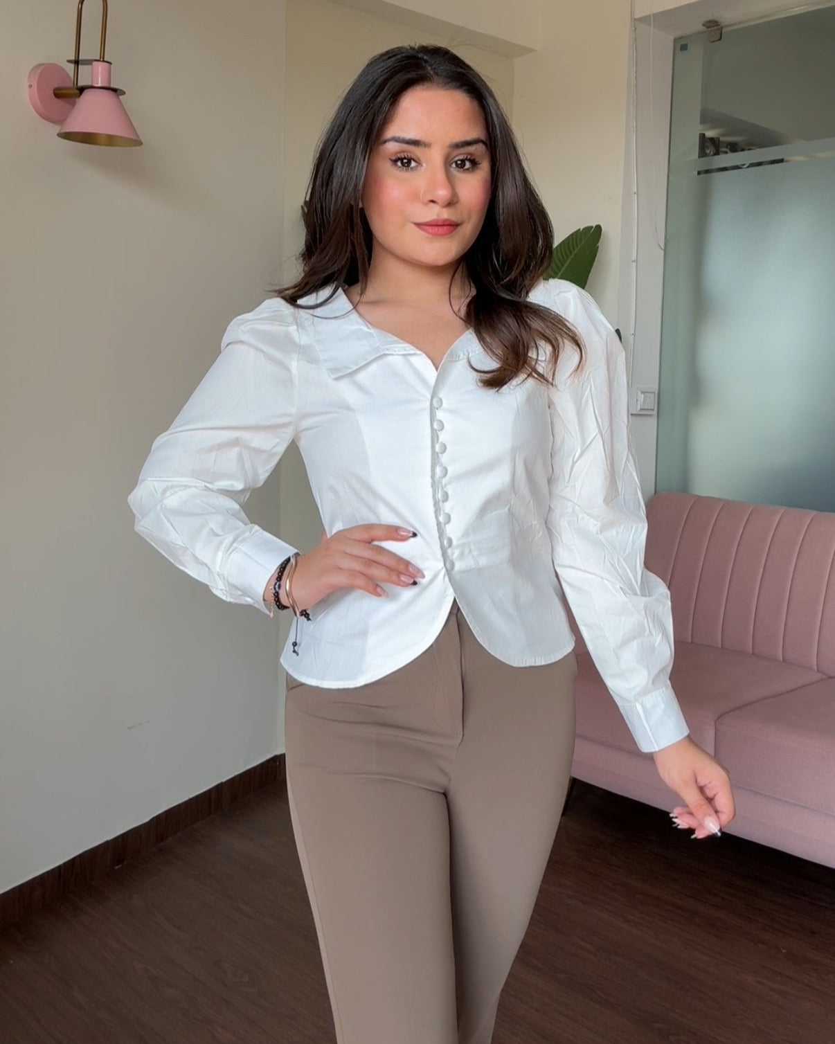 Boat Neck Button Up Shirt