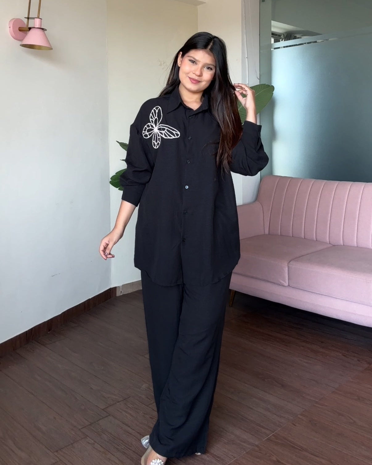 Butterfly Embellished Relaxed Fit Summer Co-ord Set