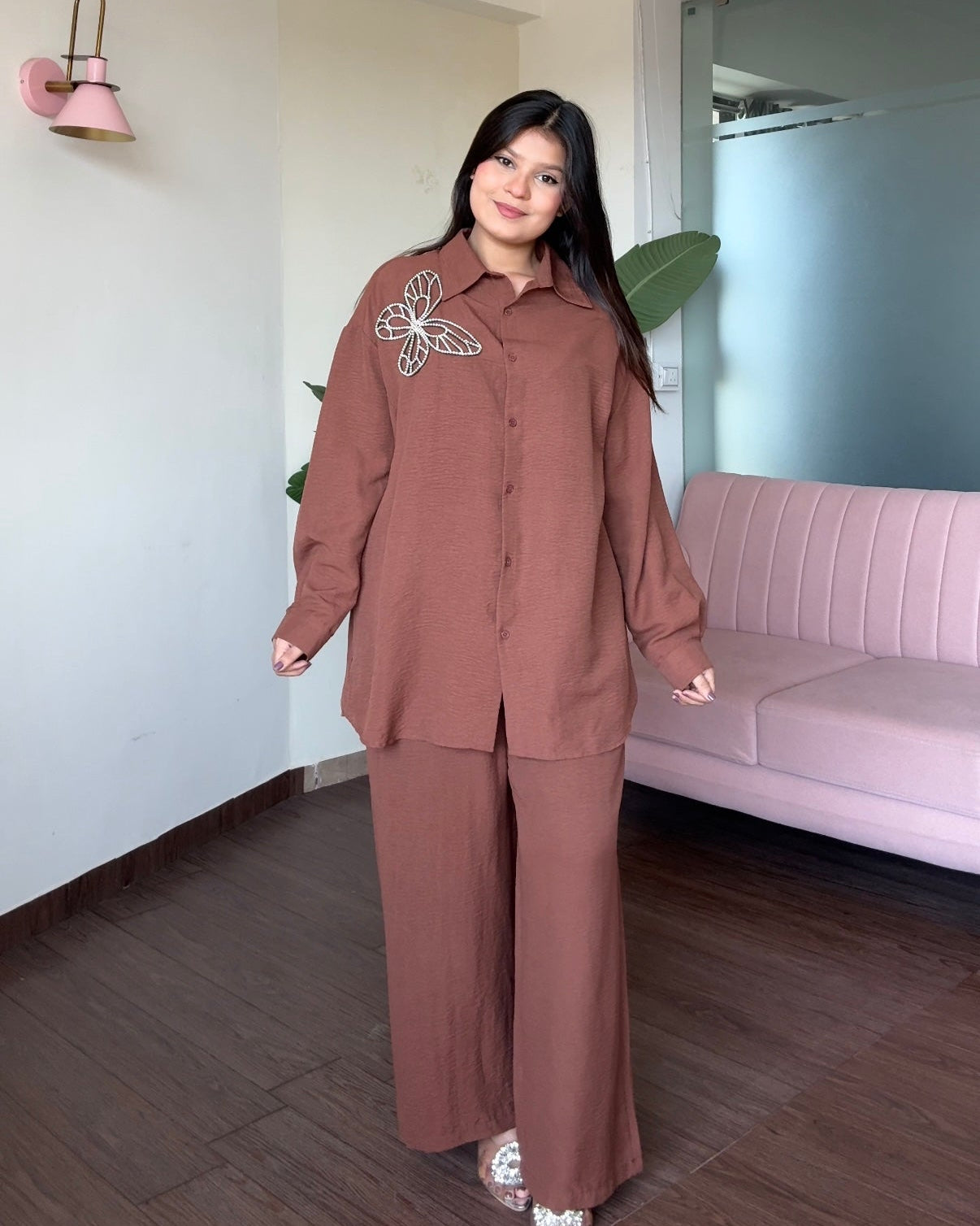 Butterfly Embellished Relaxed Fit Summer Co-ord Set