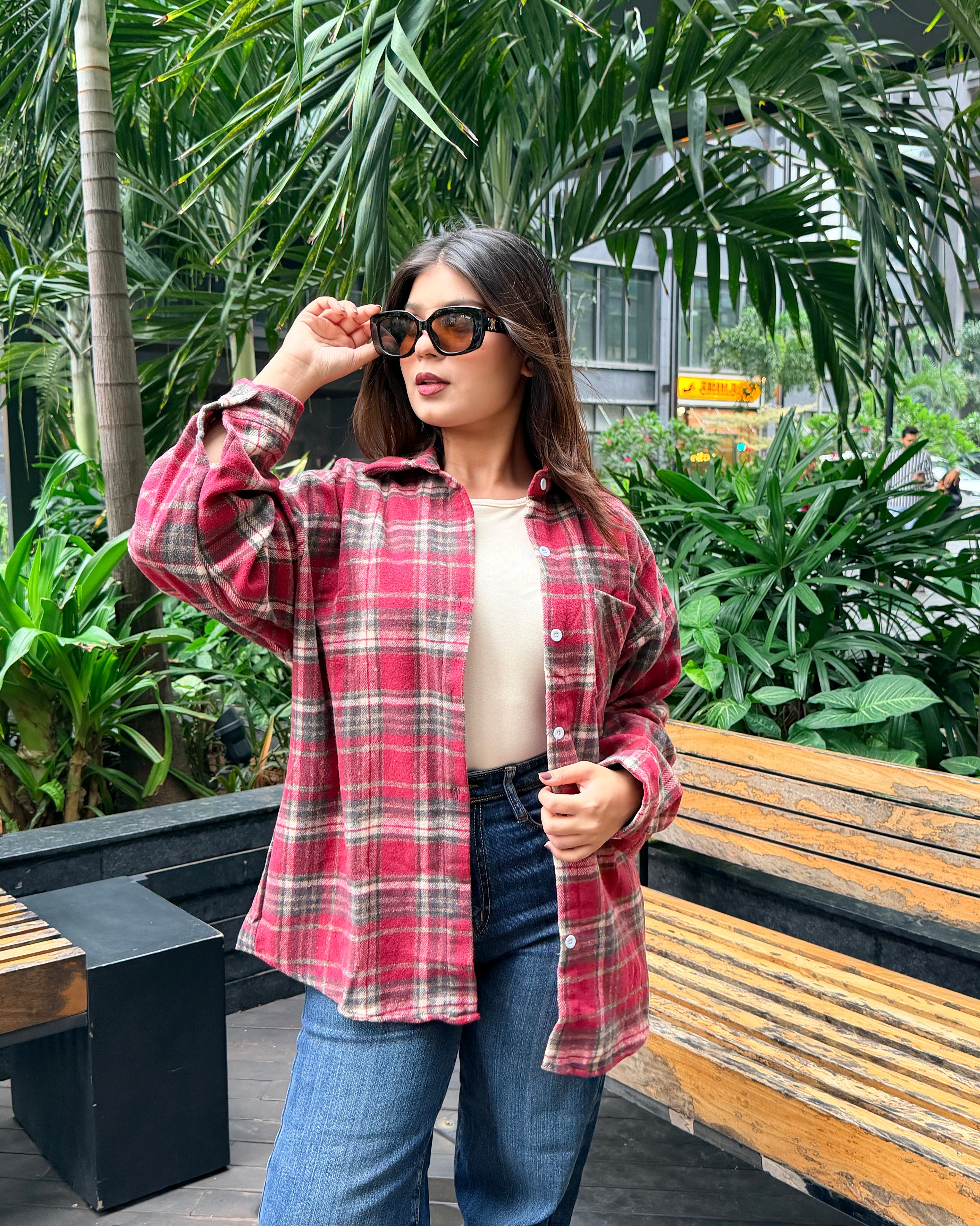 Checker Light Woollen Shacket