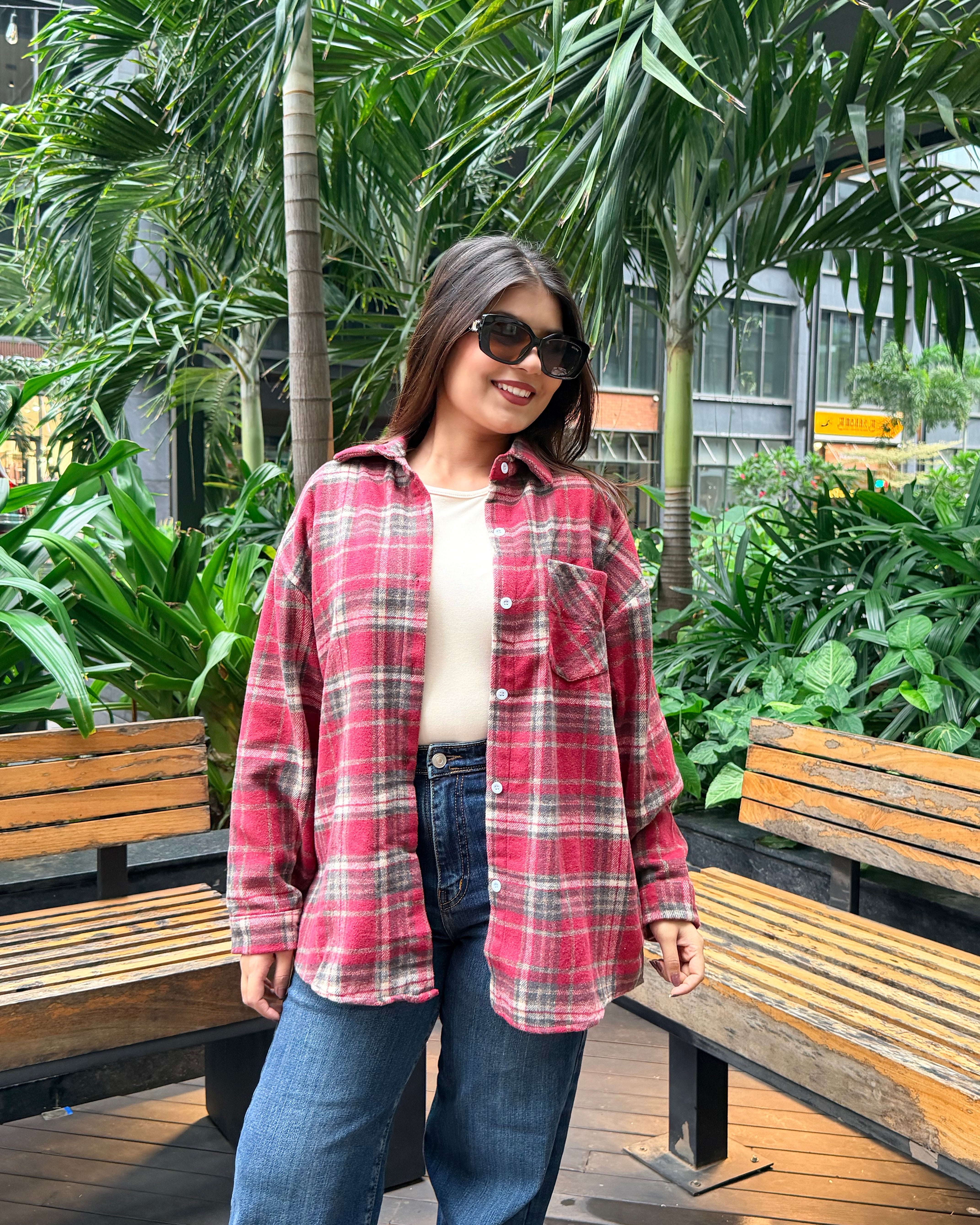 Checker Light Woollen Shacket