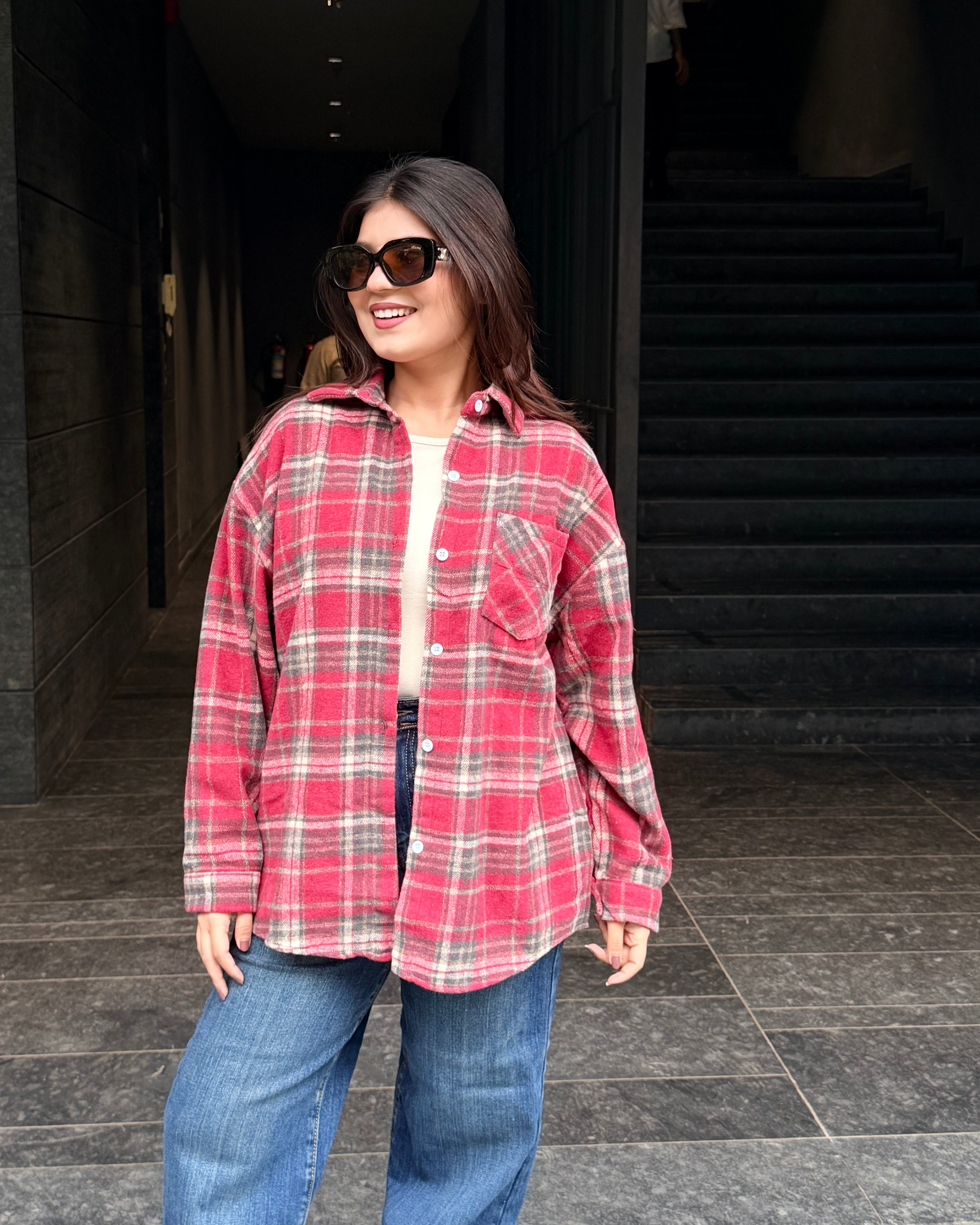 Checker Light Woollen Shacket