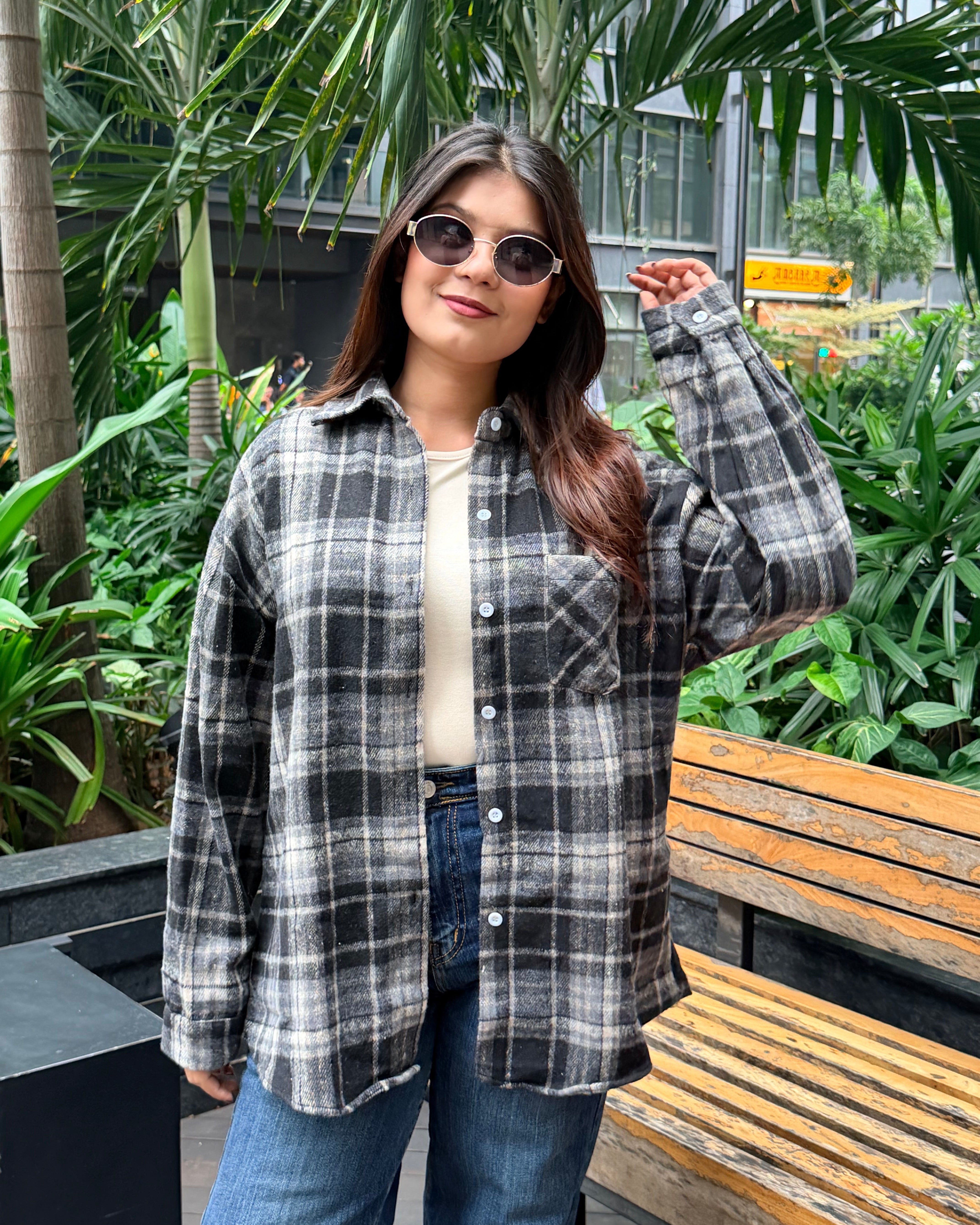 Checker Light Woollen Shacket