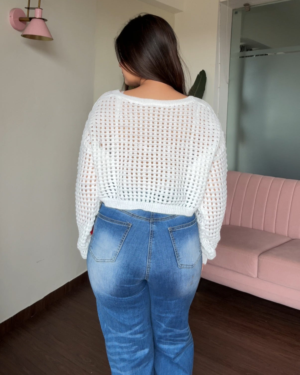 Cherry Crochet Cropped Baggy Cardigan