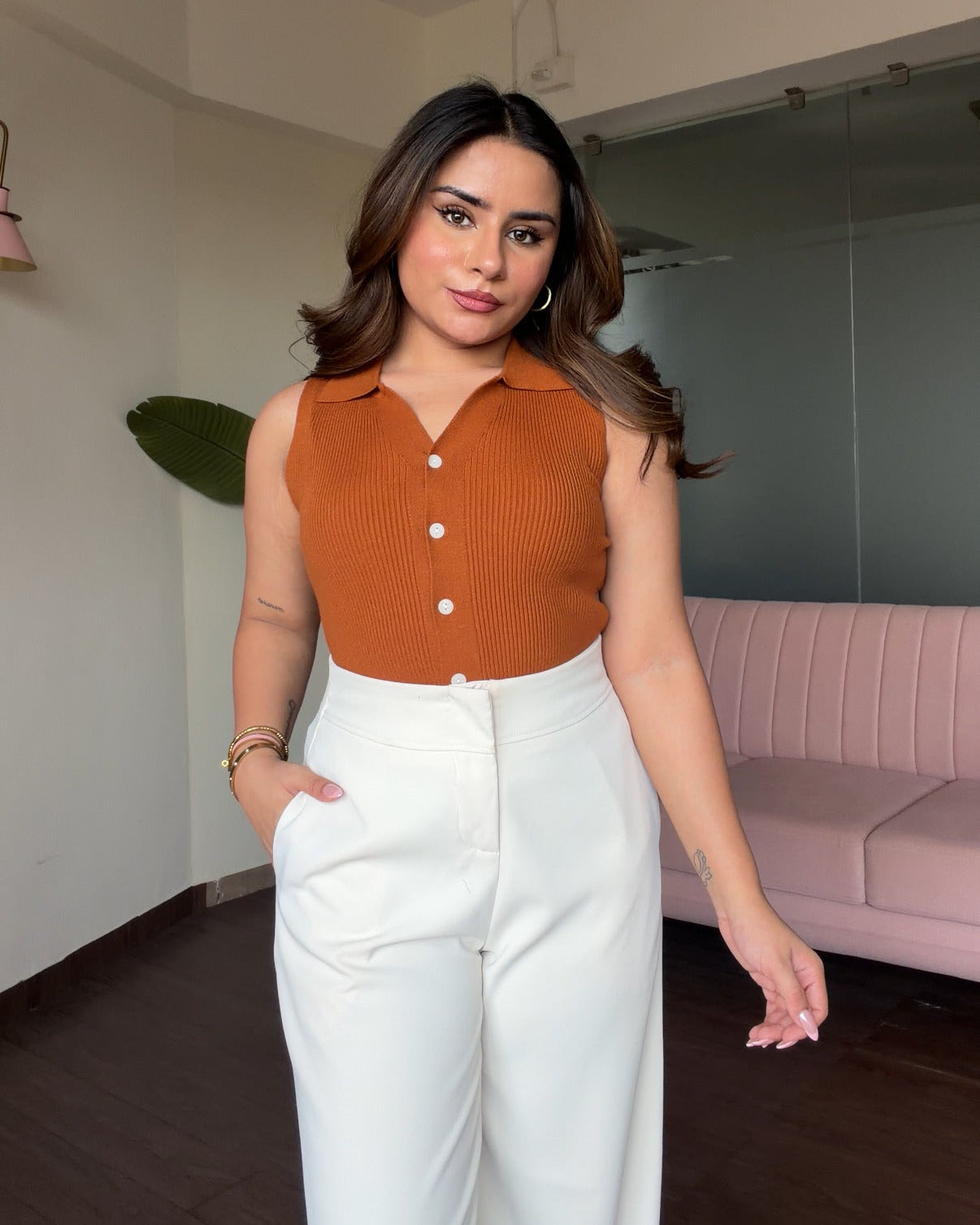 Classic Ribbed Collared Top
