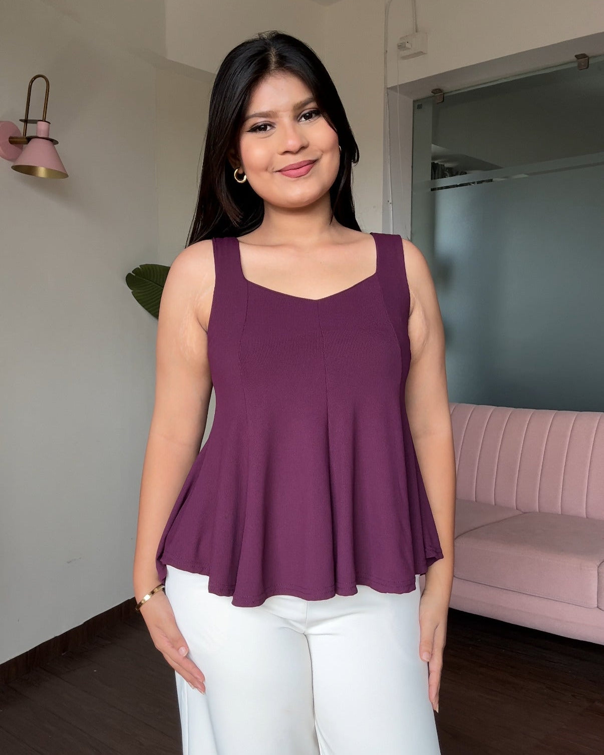 Classic Ribbed Peplum Top