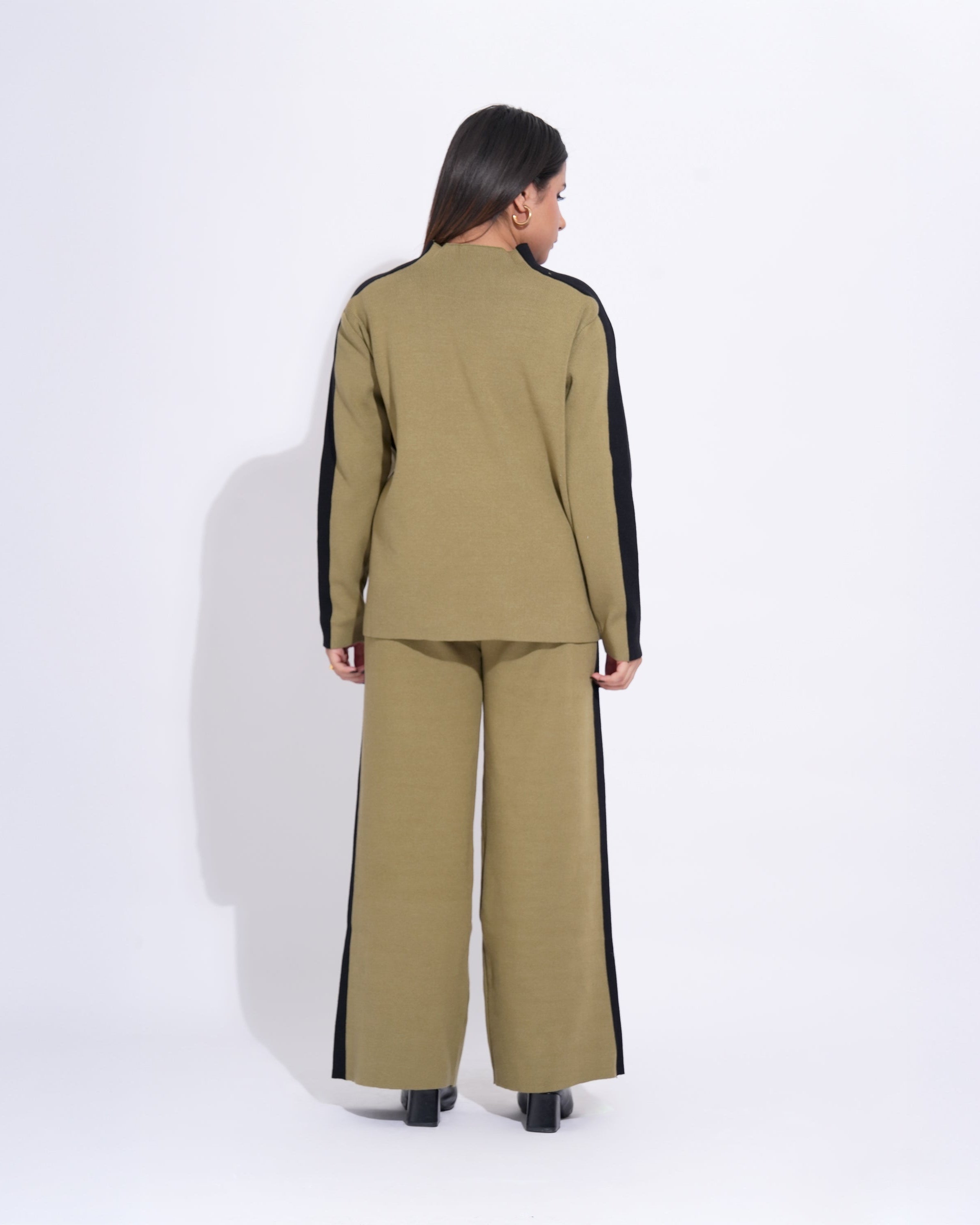 High Neck Contrast Detailing Relaxed Fit Co-ord Set