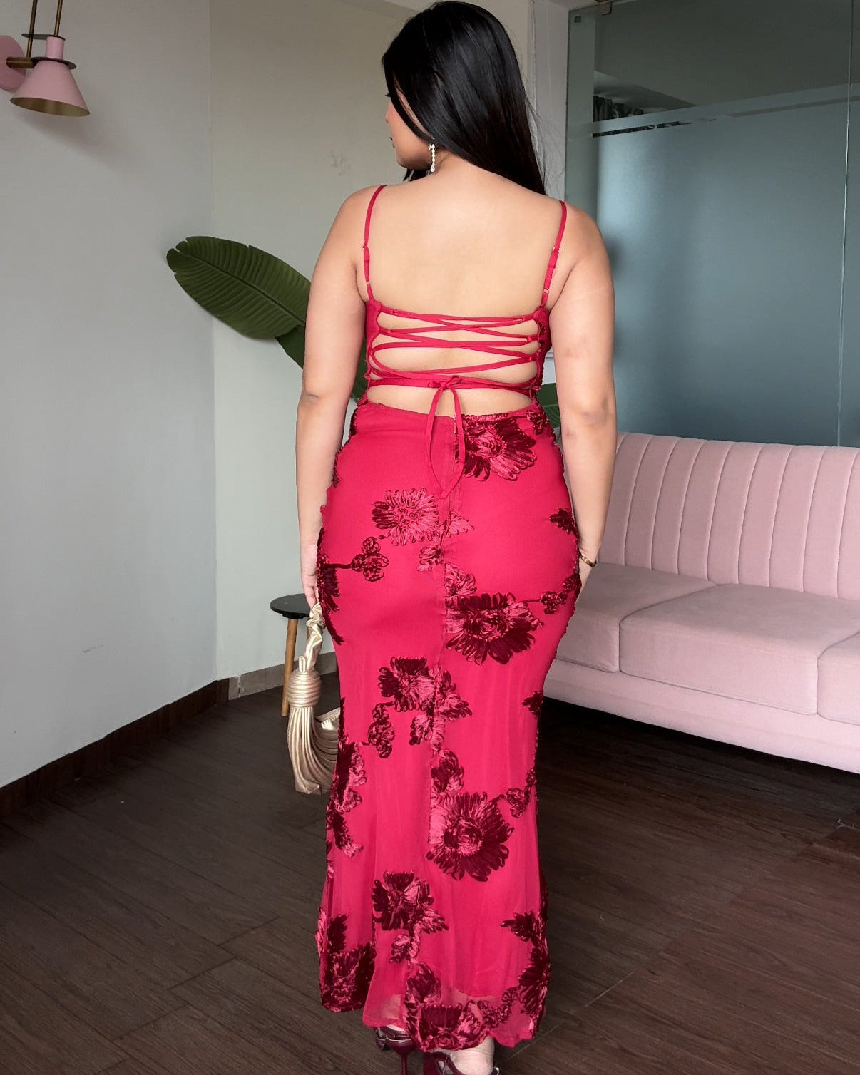 Corset Inspired Strappy Backless Dress With Embroidery
