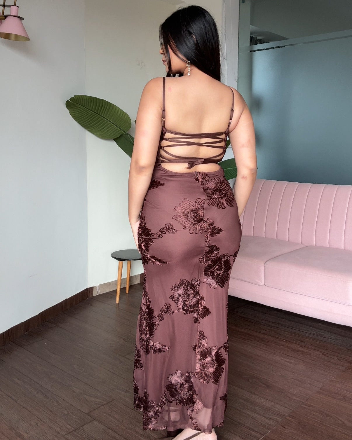 Corset Inspired Strappy Backless Dress With Embroidery