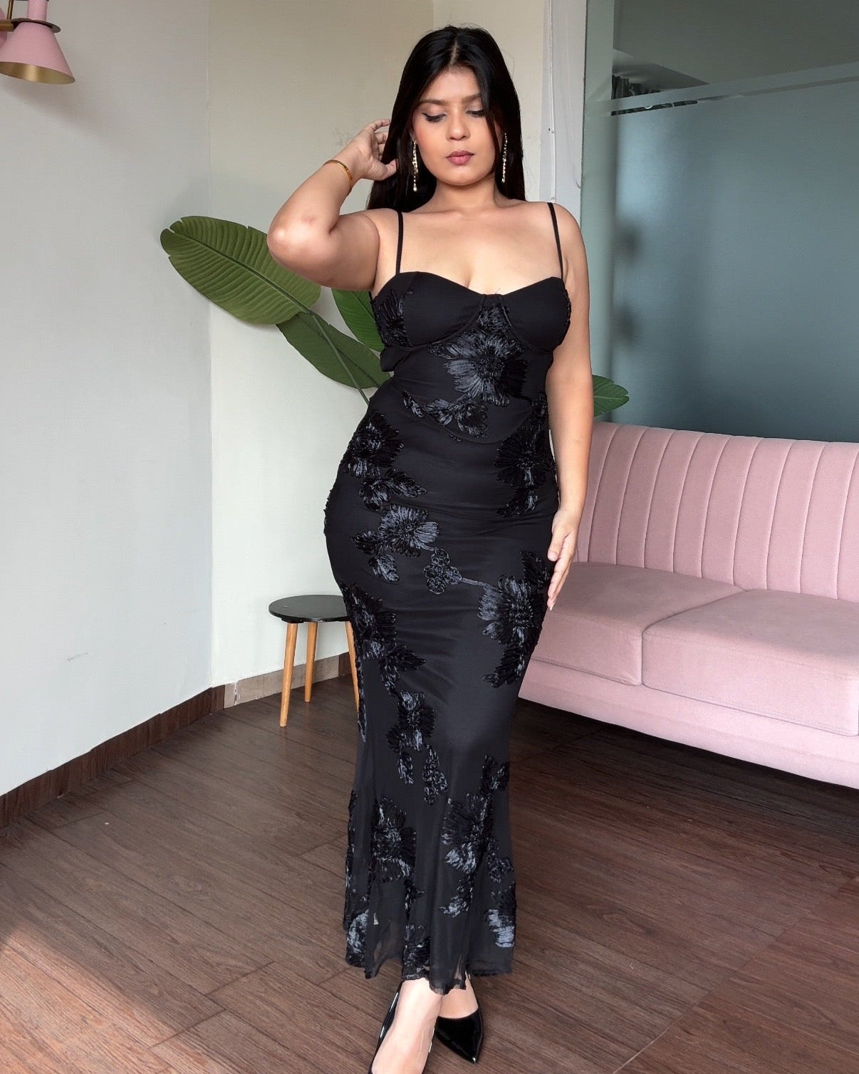 Corset Inspired Strappy Backless Dress With Embroidery