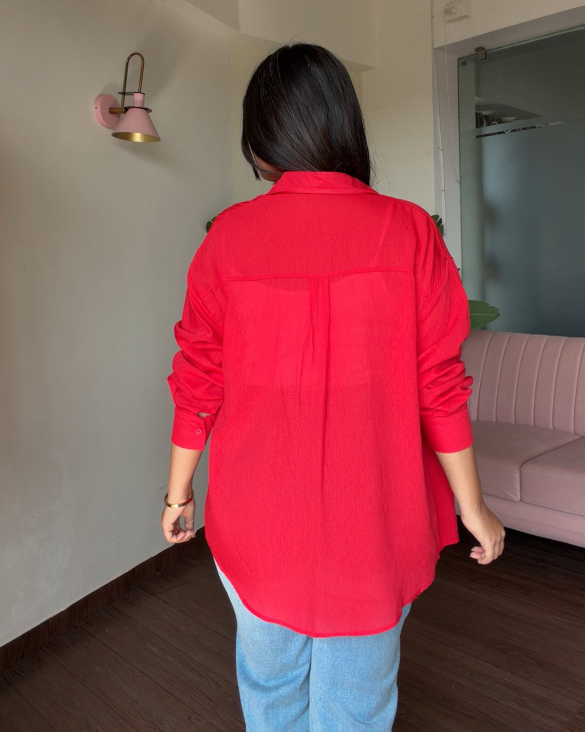 Cotton Solid Shirt With Bow Detailing Cami Top