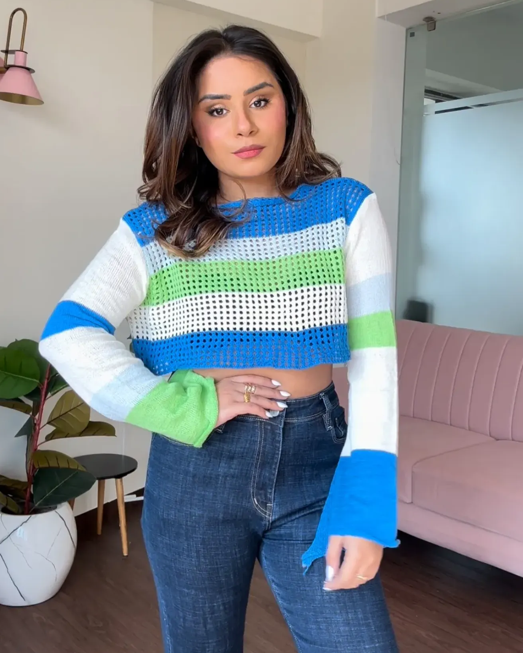 Crochet Color Block Pullover