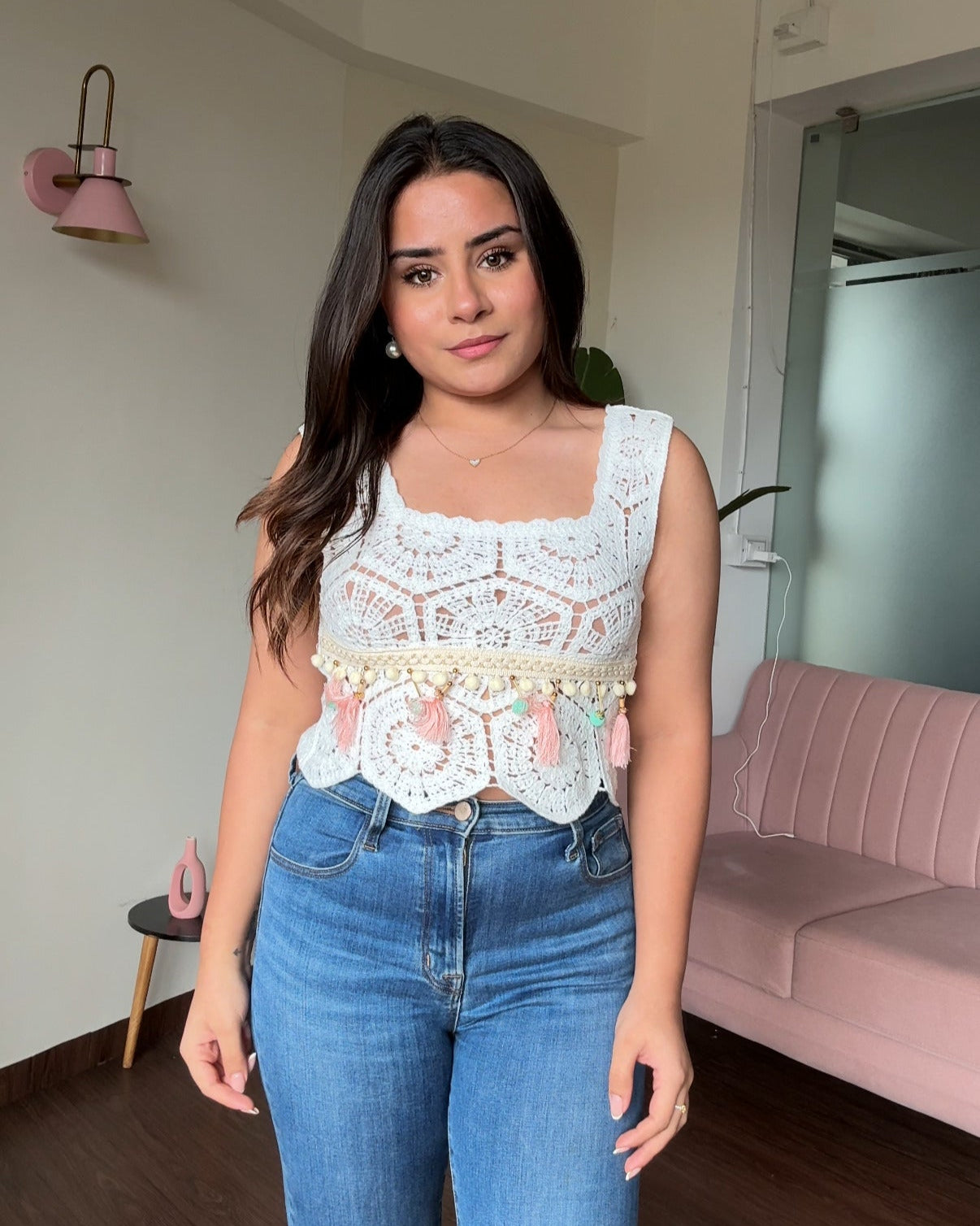 Crochet Tassel Detailing Cami Top