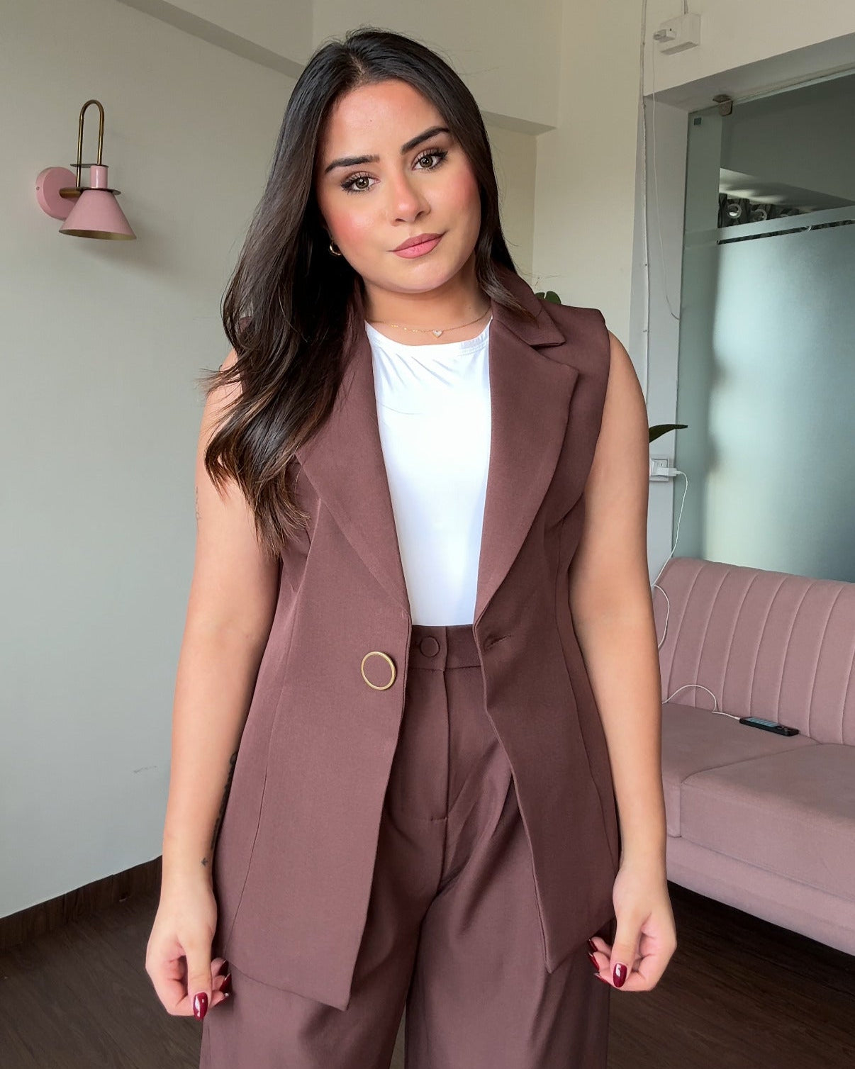 Cut Sleeve Blazer And Pant Set