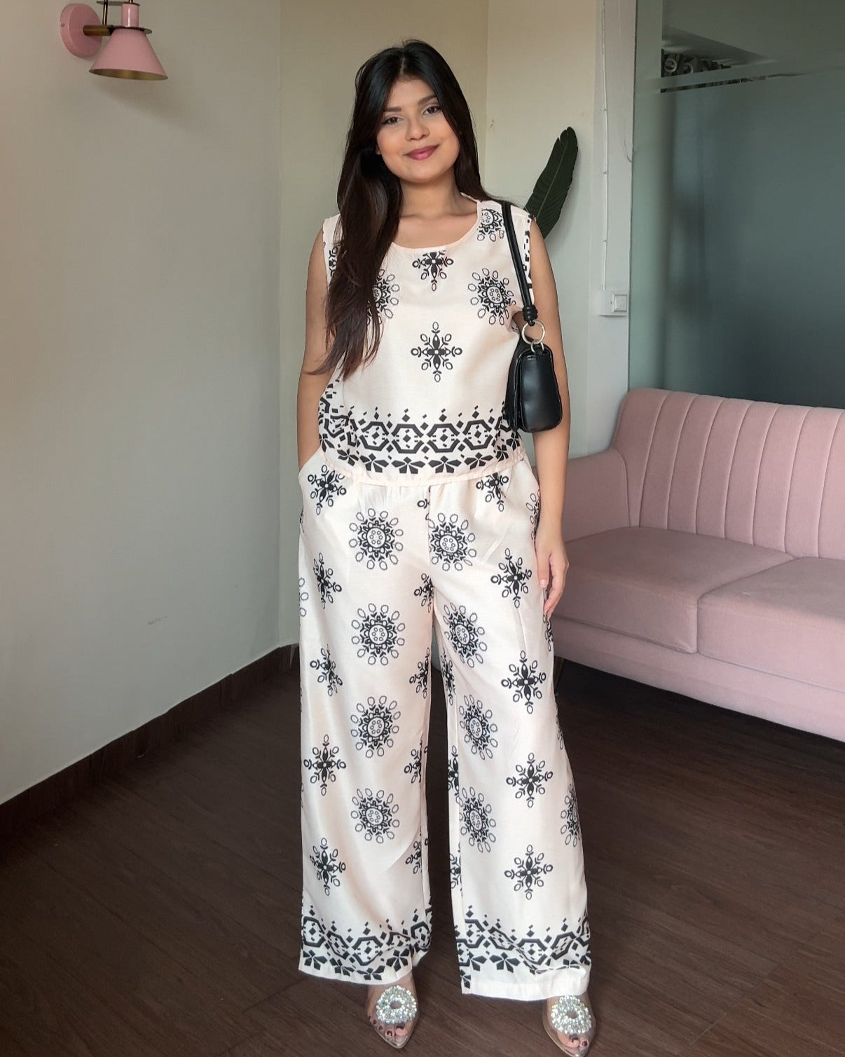 Cut Sleeve Relaxed Fit Printed Co-ord Set