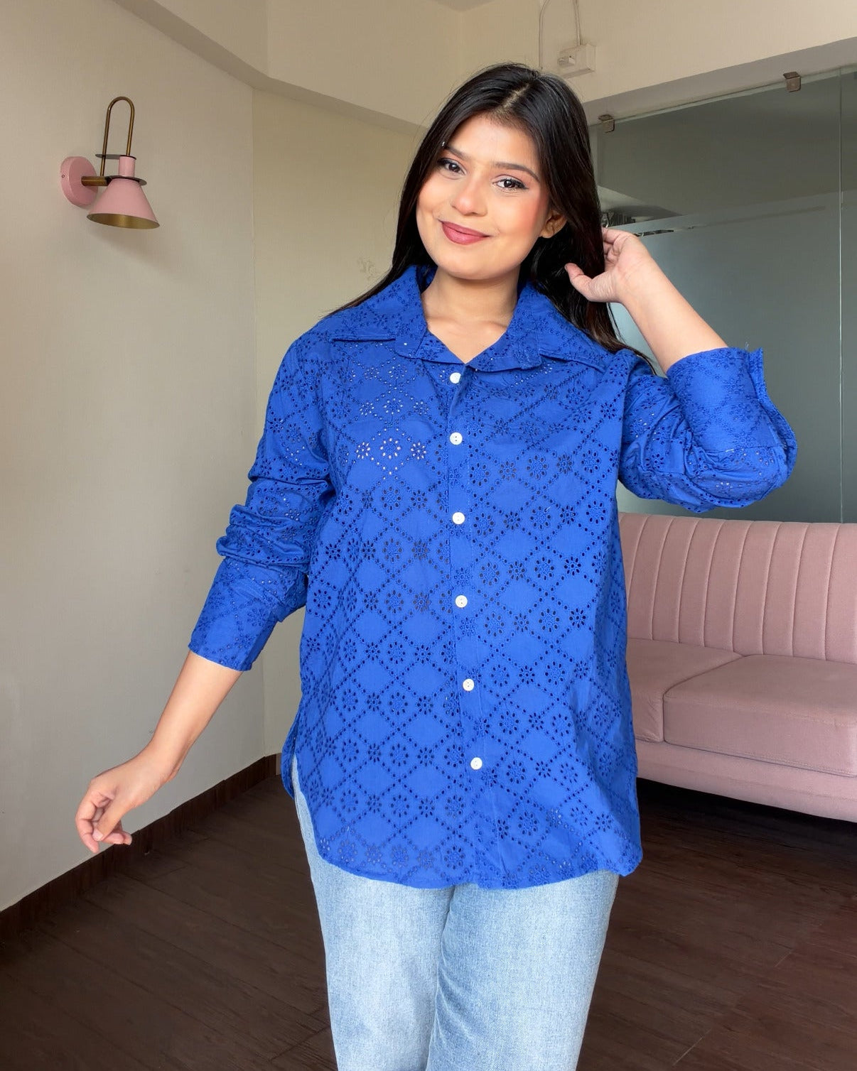 Cut Work Relaxed Fit Summer Shirt