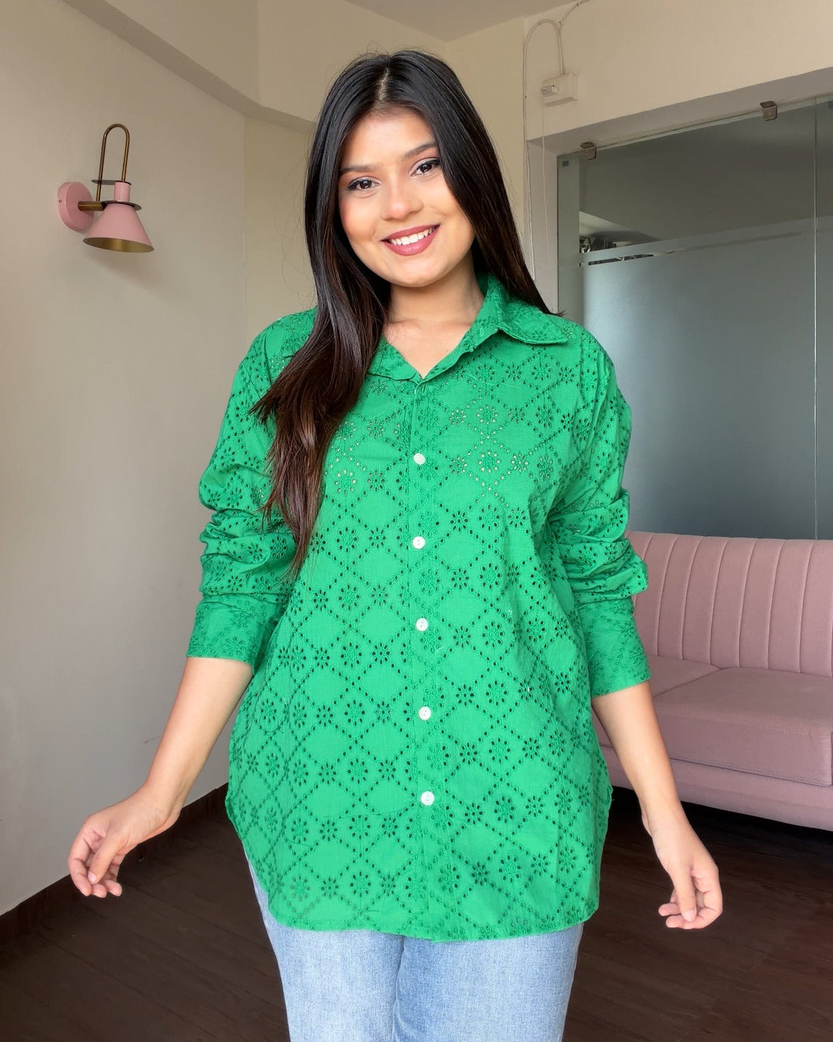 Cut Work Relaxed Fit Summer Shirt