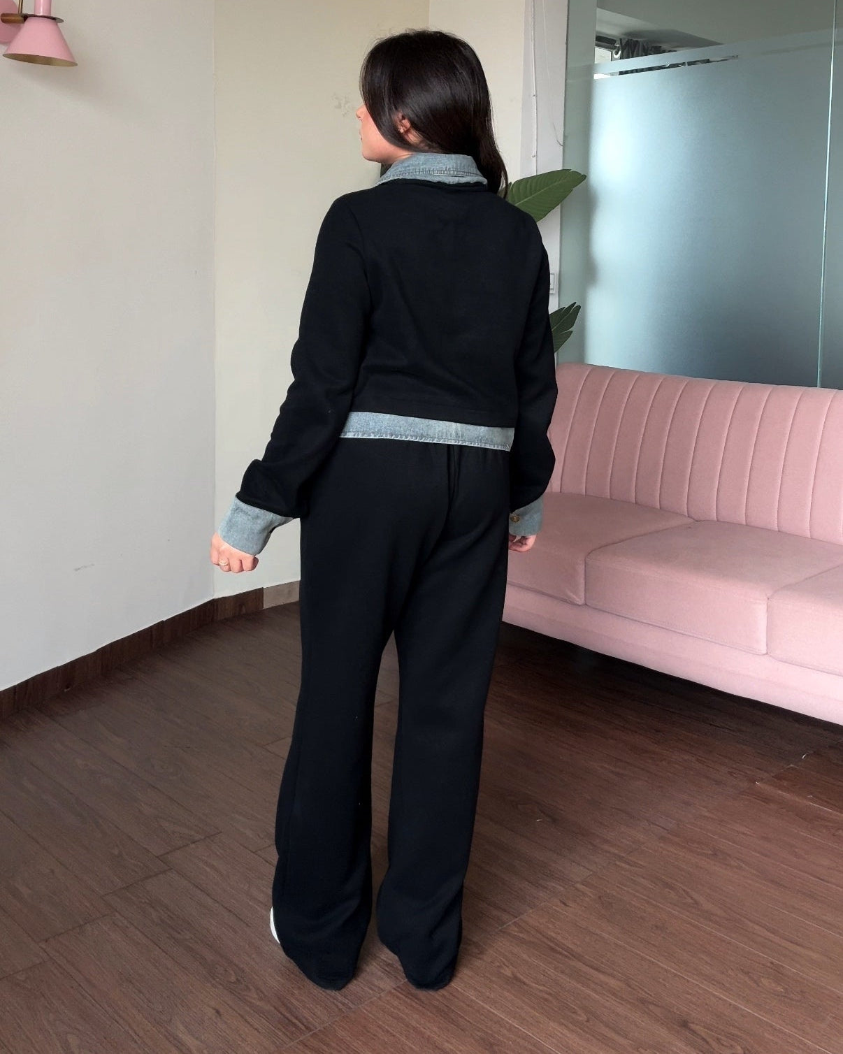 Denim Cardigan Detailing Denim Co-ord Set