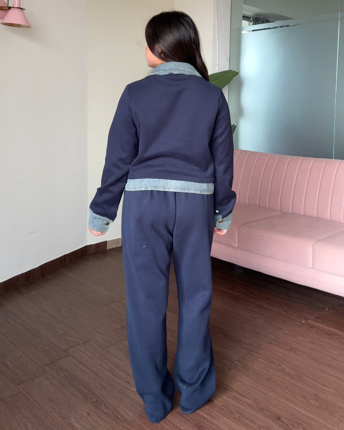 Denim Cardigan Detailing Denim Co-ord Set