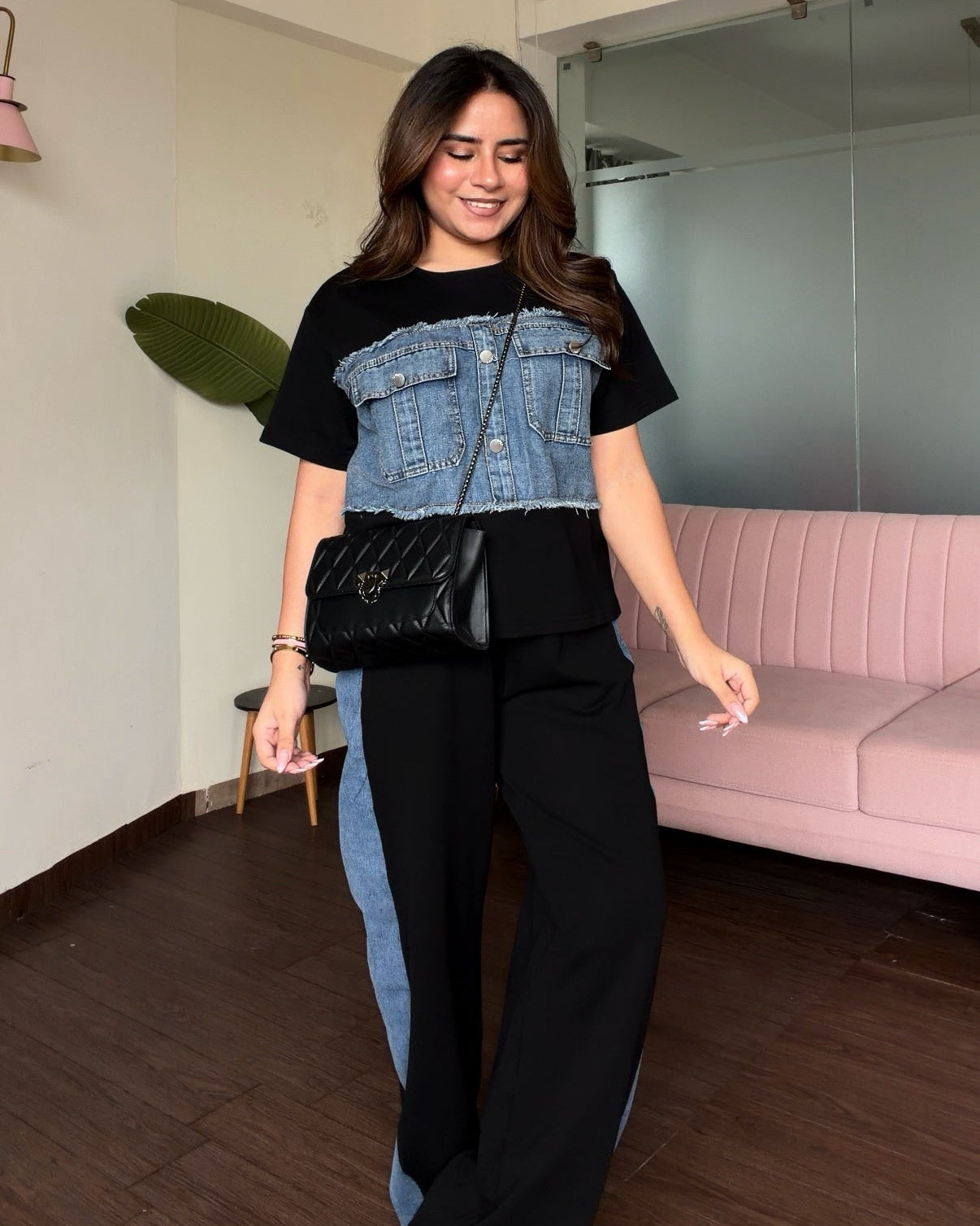 Denim Patchwork T-Shirt Co-ord Set