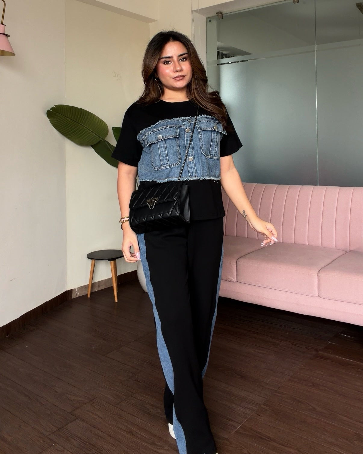 Denim Patchwork T-Shirt Co-ord Set
