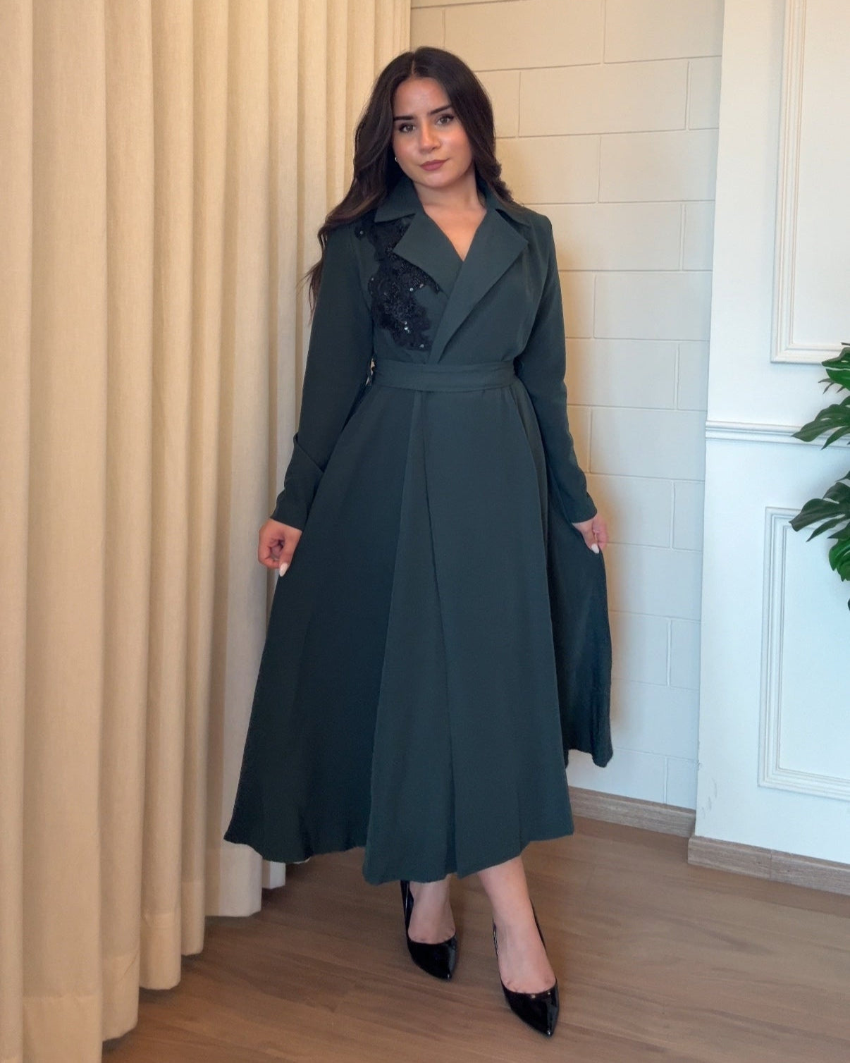 Embellished Premium Blazer Wrap Dress With Belt